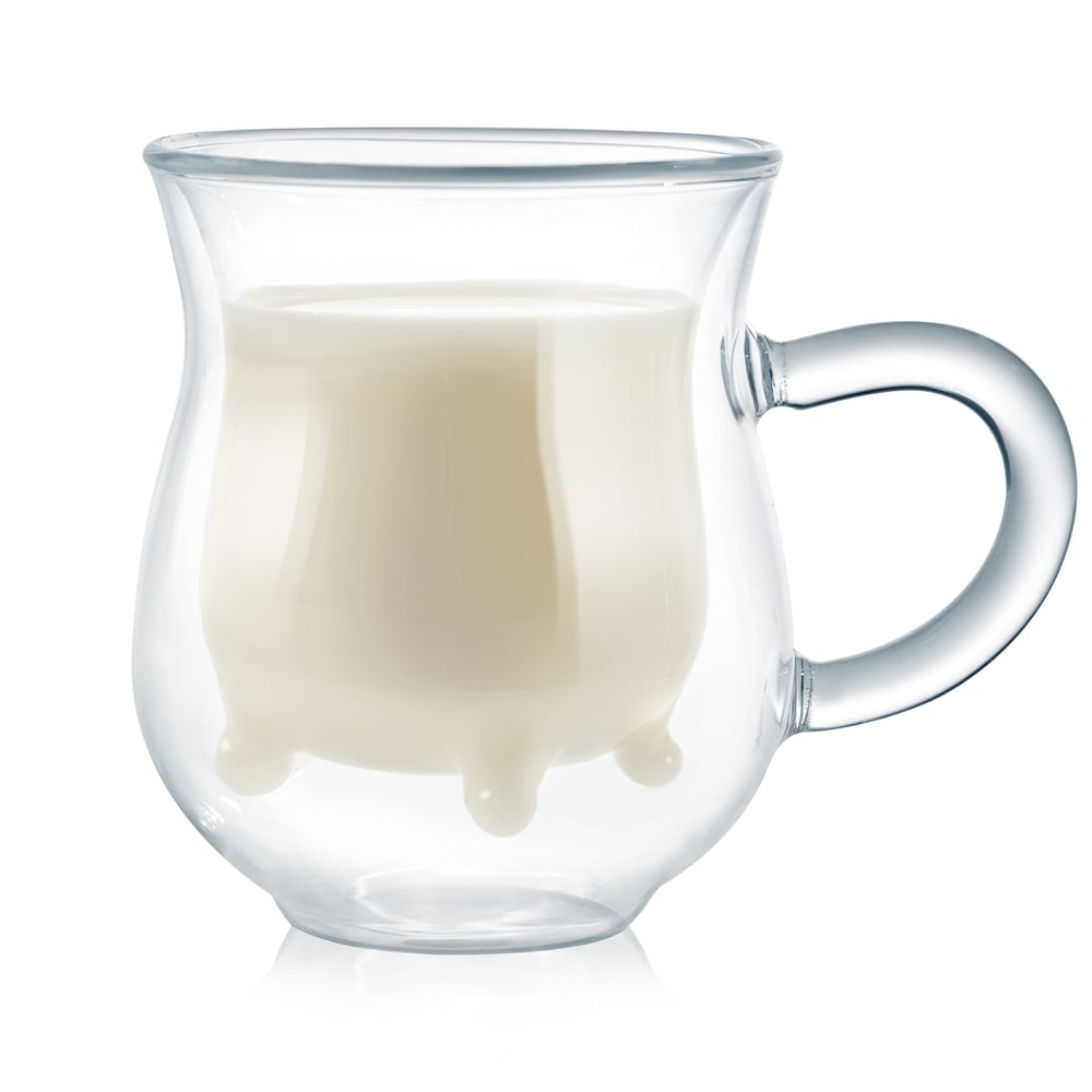 Doppelwandiges Milchkännchen - Kuh-Euter, Milchkännchen aus Glas, Milchkanne Euter Glas,, Kännchen Euter aus Glas