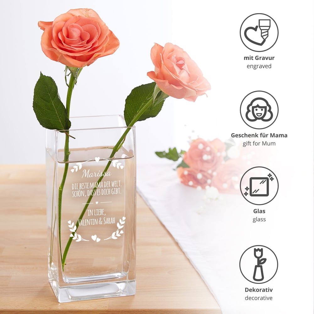Blumenvase aus Glas - Muttertag - Personalisiert 4
