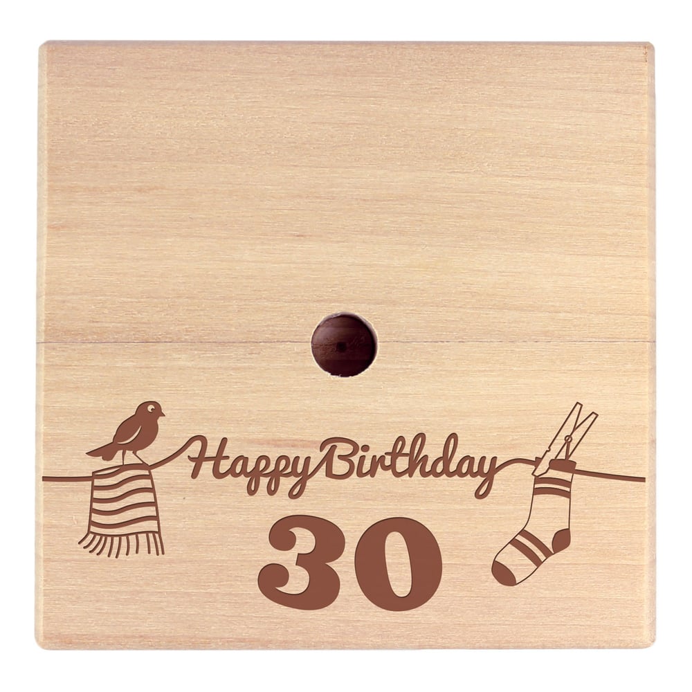 Wäscheleine zum 30. Geburtstag als Geburtstagsgeschenk mit Gravur, Gravierte Wäschespinne als Geld Geschenkverpackung, Wäsche Spinne mit 8 Klammern
