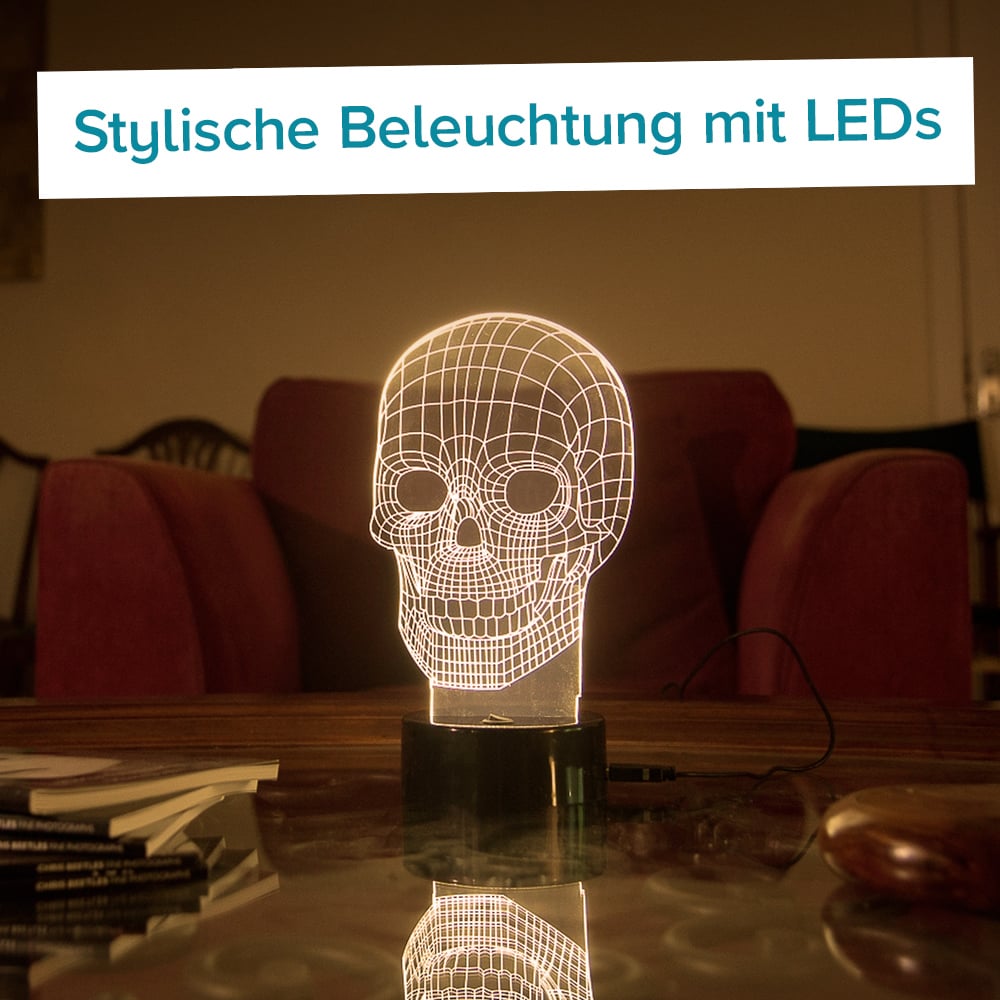 LED Lampe Totenkopf mit 3D Effekt