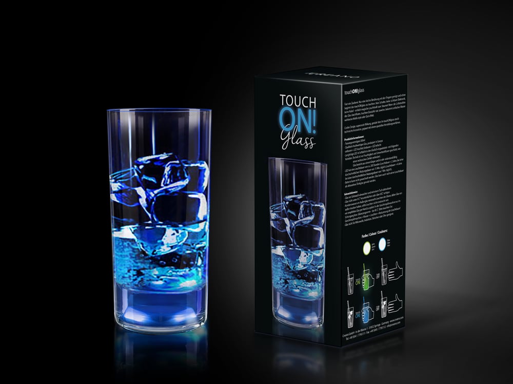 Blau leuchtendes Touch - Glas