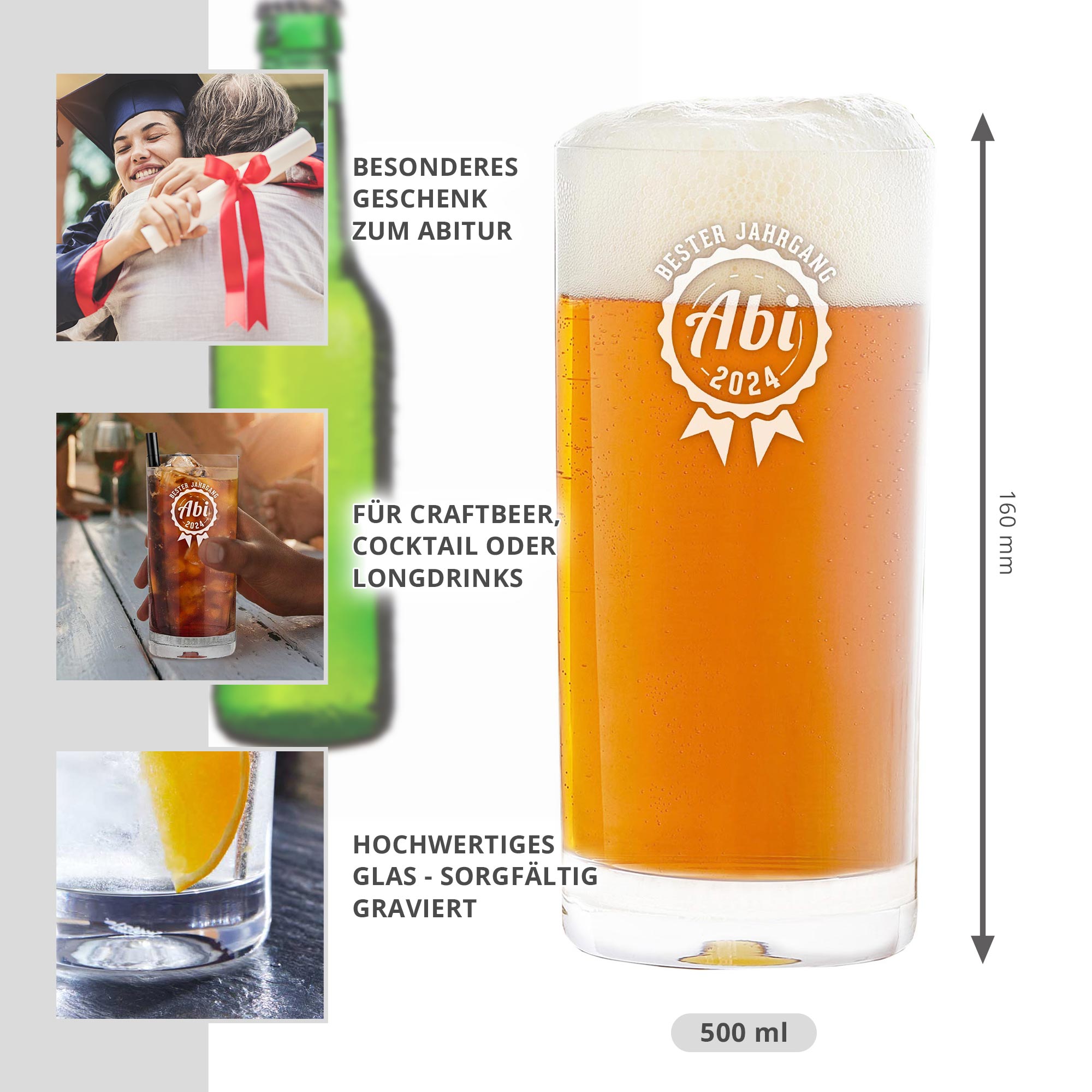 Craft Bier Glas mit Gravur - Abitur Jahrgang