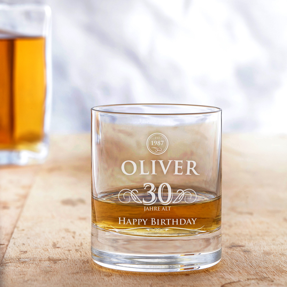 Whiskyglas mit Gravur - Elegant - Zum Geburtstag