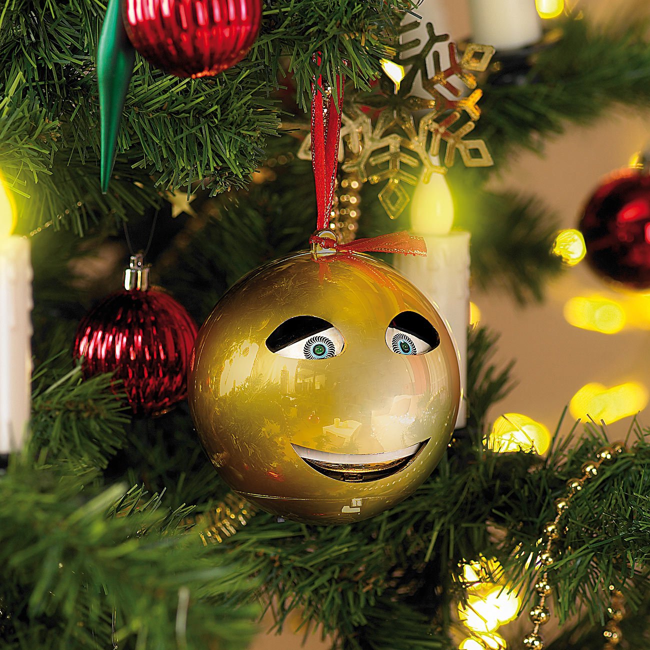 Goldfarbene singende Christbaumkugel Goldfarbene singende Christbaumkugel
