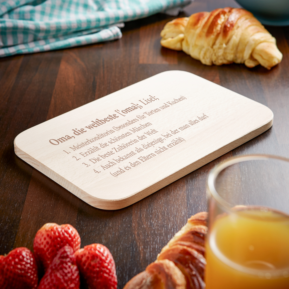 Frühstücksbrett mit Gravur - Definition Oma - personalisiert