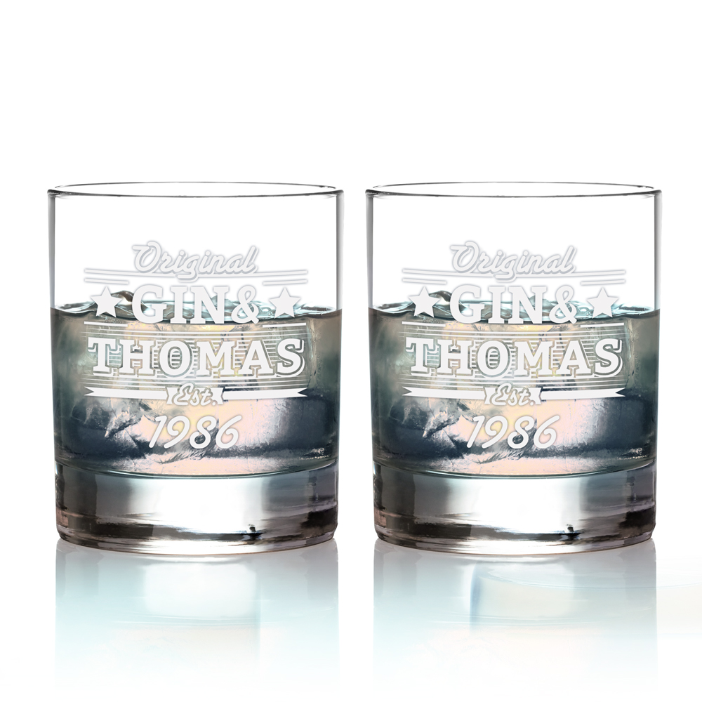 2er Set Ginglas Tumbler - Gin & Geburtstag - Personalisiert 2er Set Ginglas Tumbler - Gin & Geburtstag - Personalisiert