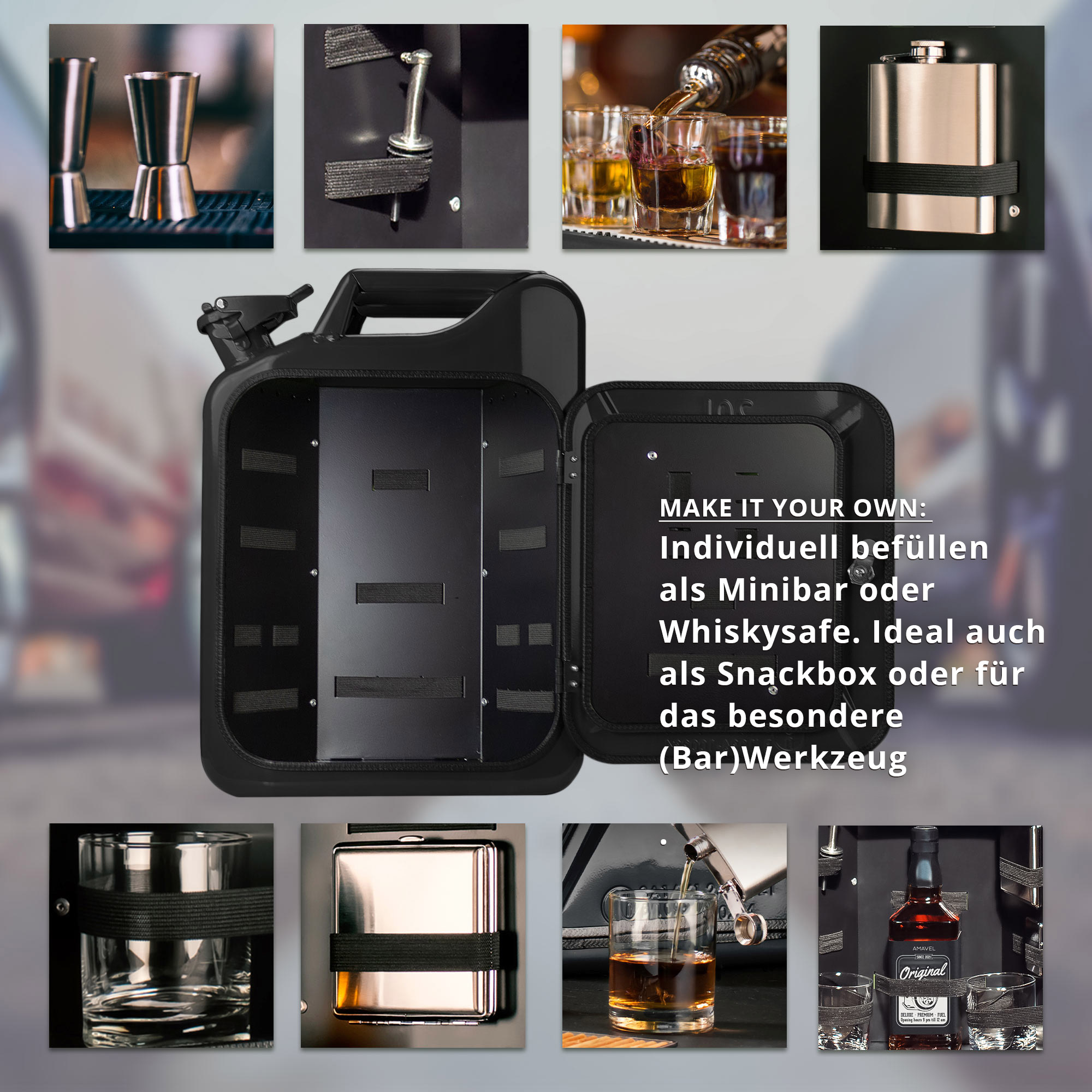 Mobile Mini Bar - Kanister Barschrank schwarz