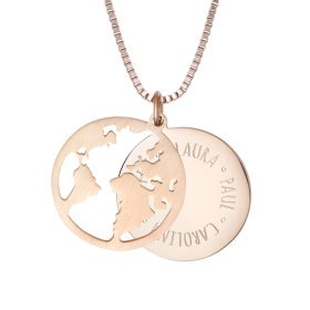 Kette mit Anhänger Welt - Namen - Roségold Kette mit Anhänger Welt - Namen - Roségold