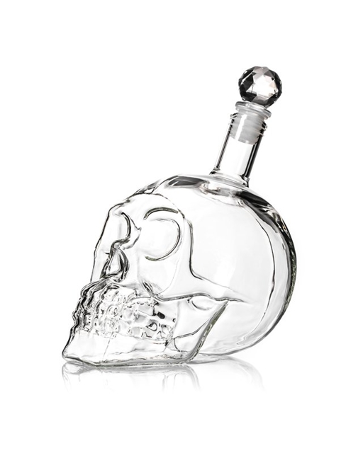 Gläserne Totenkopf Karaffe für Whisky & Co