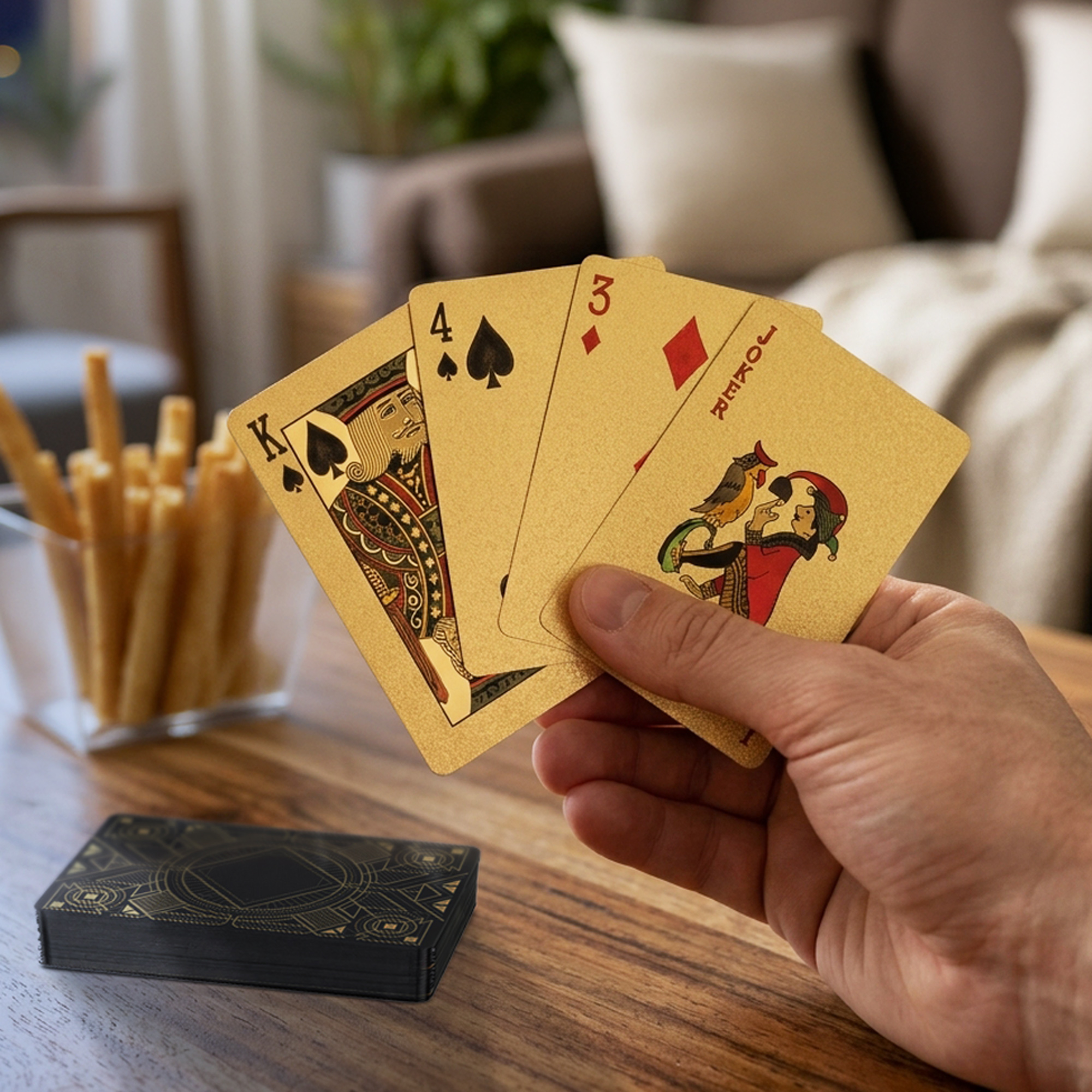 Goldene Spielkarten in edler Verpackung - 54 Blatt Deluxe Spieldeck