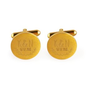 Manschettenknöpfe Gold zur Hochzeit - Ranken - personalisiert Manschettenknöpfe Gold zur Hochzeit - Ranken - personalisiert