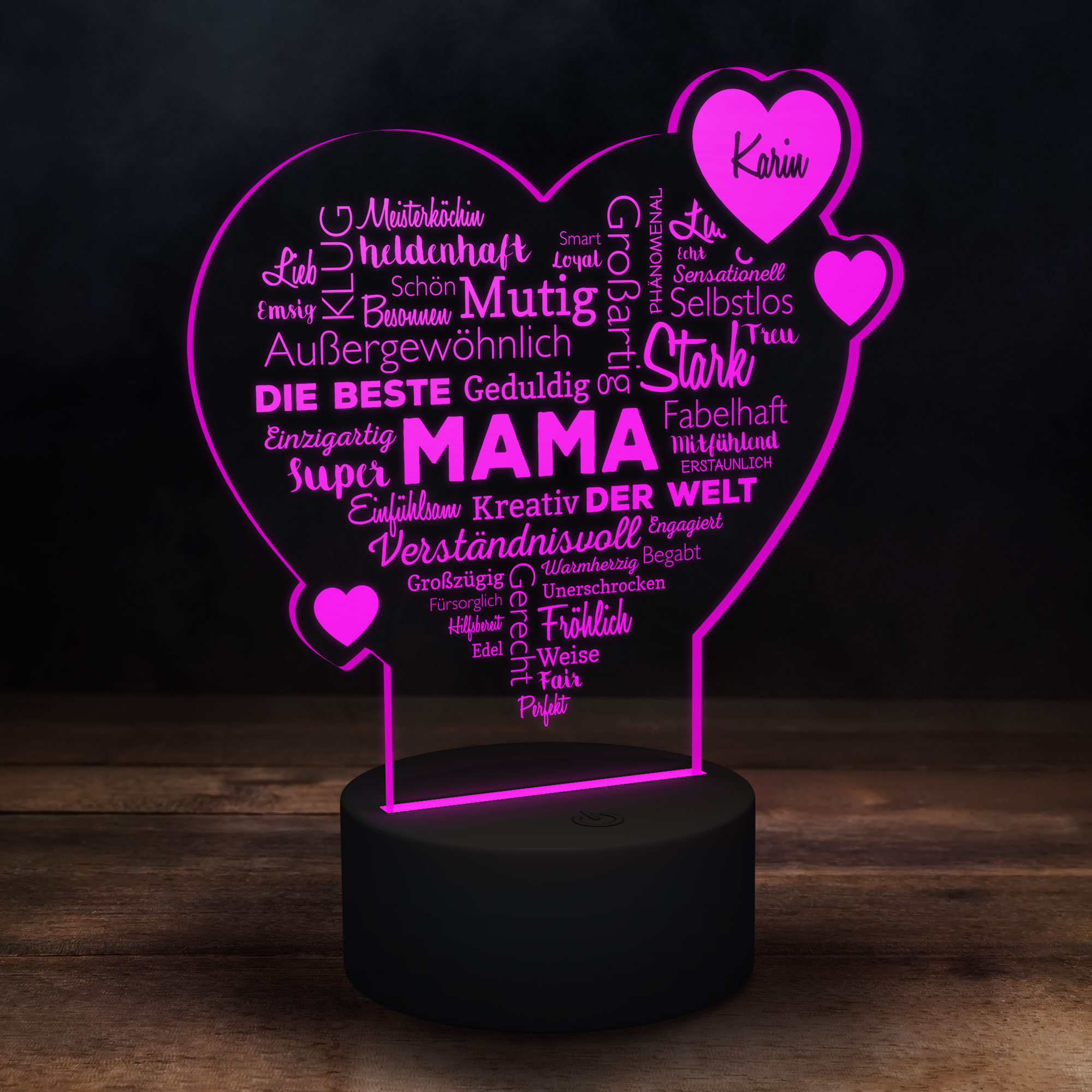 Acryl-LED Wortherz Mama - Personalisiert