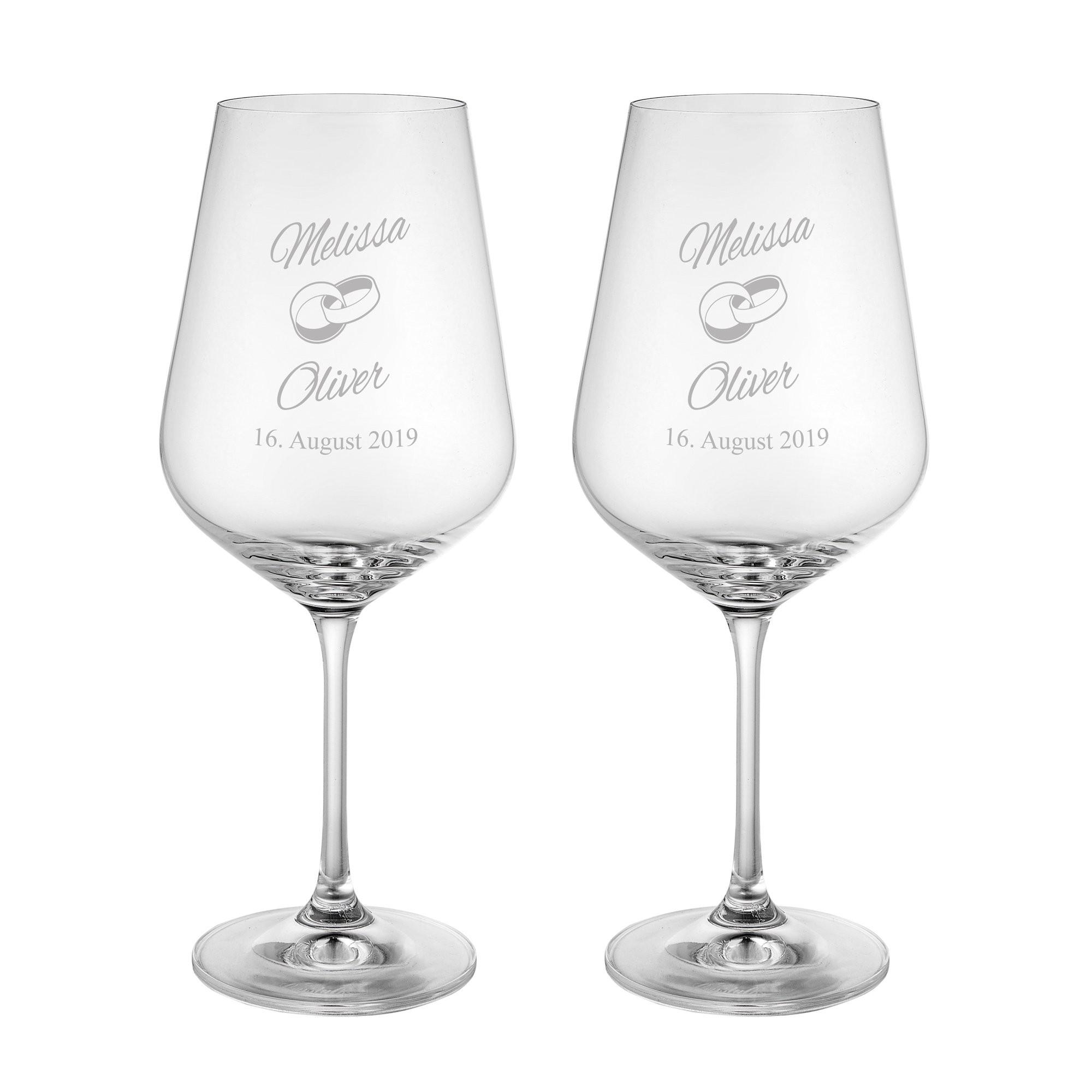 Set zur Hochzeit - 2 Weißweingläser und Flaschenpuzzle Dunkel - Personalisiert