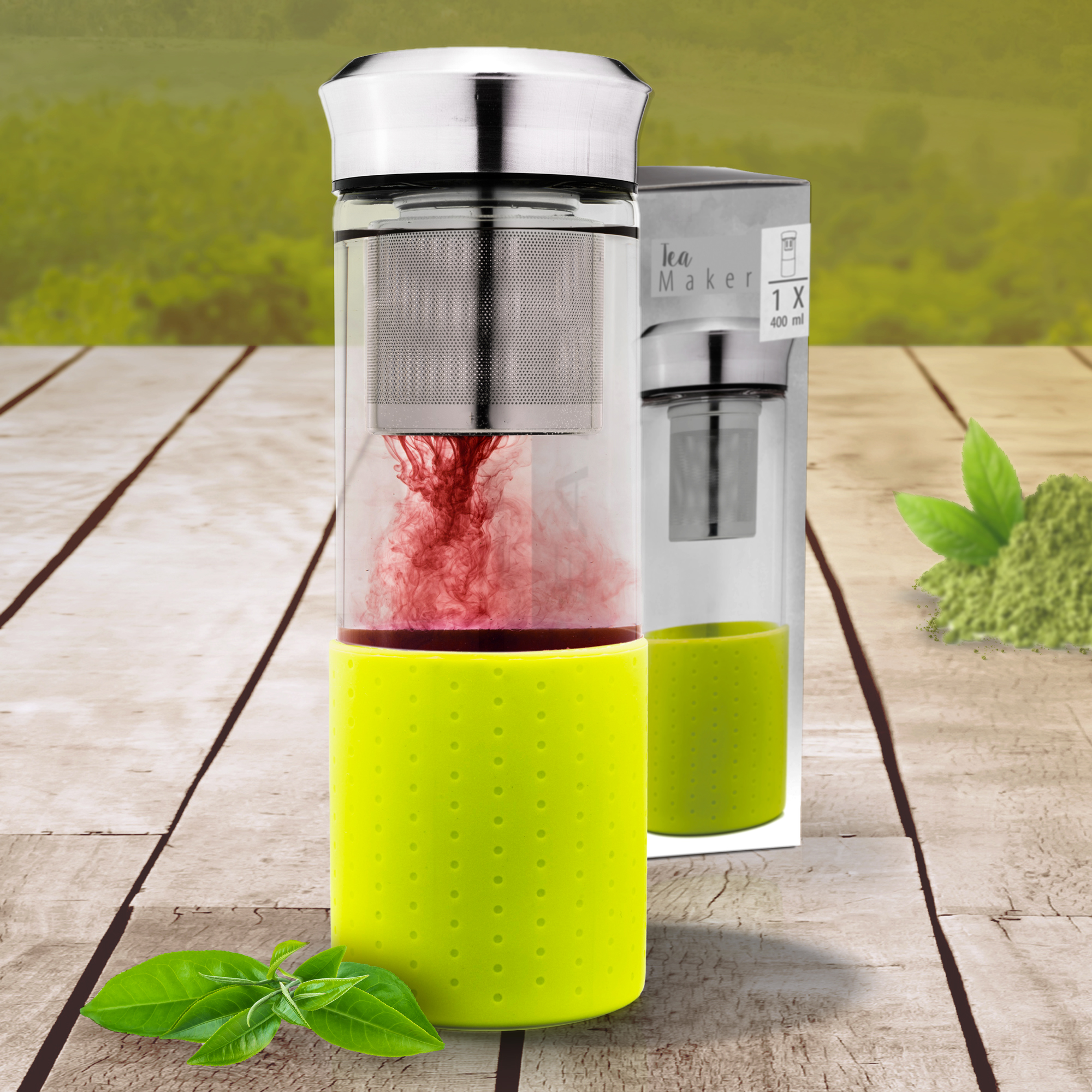 Tea Maker Set aus Glas für unterwegs Tea Maker Set aus Glas für unterwegs