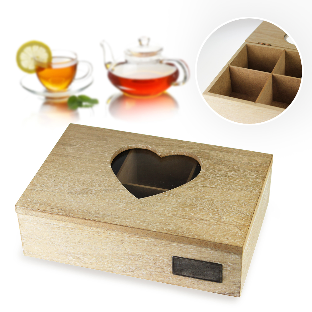 Holz Teebox mit Herz Holz Teebox mit Herz