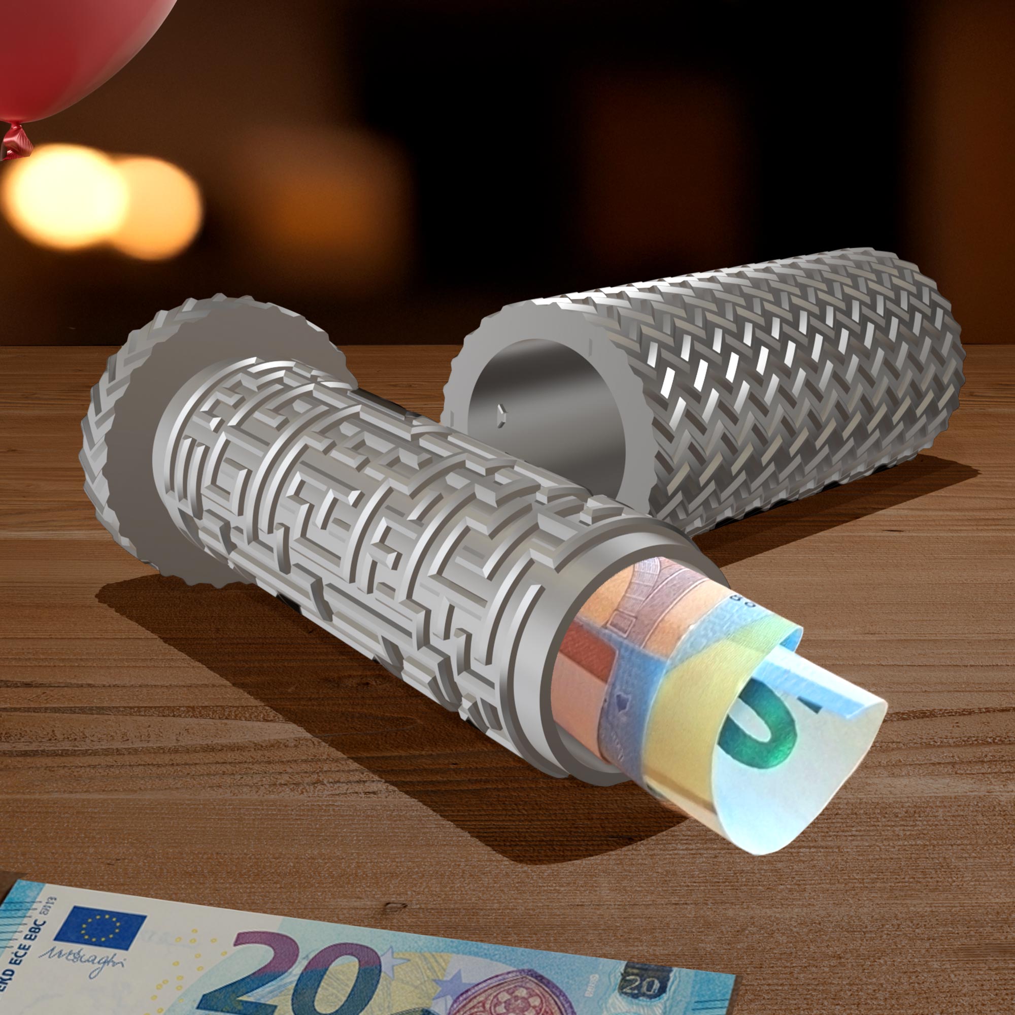 Labyrinthbox Röhre in Silber – originelle Geschenkverpackung