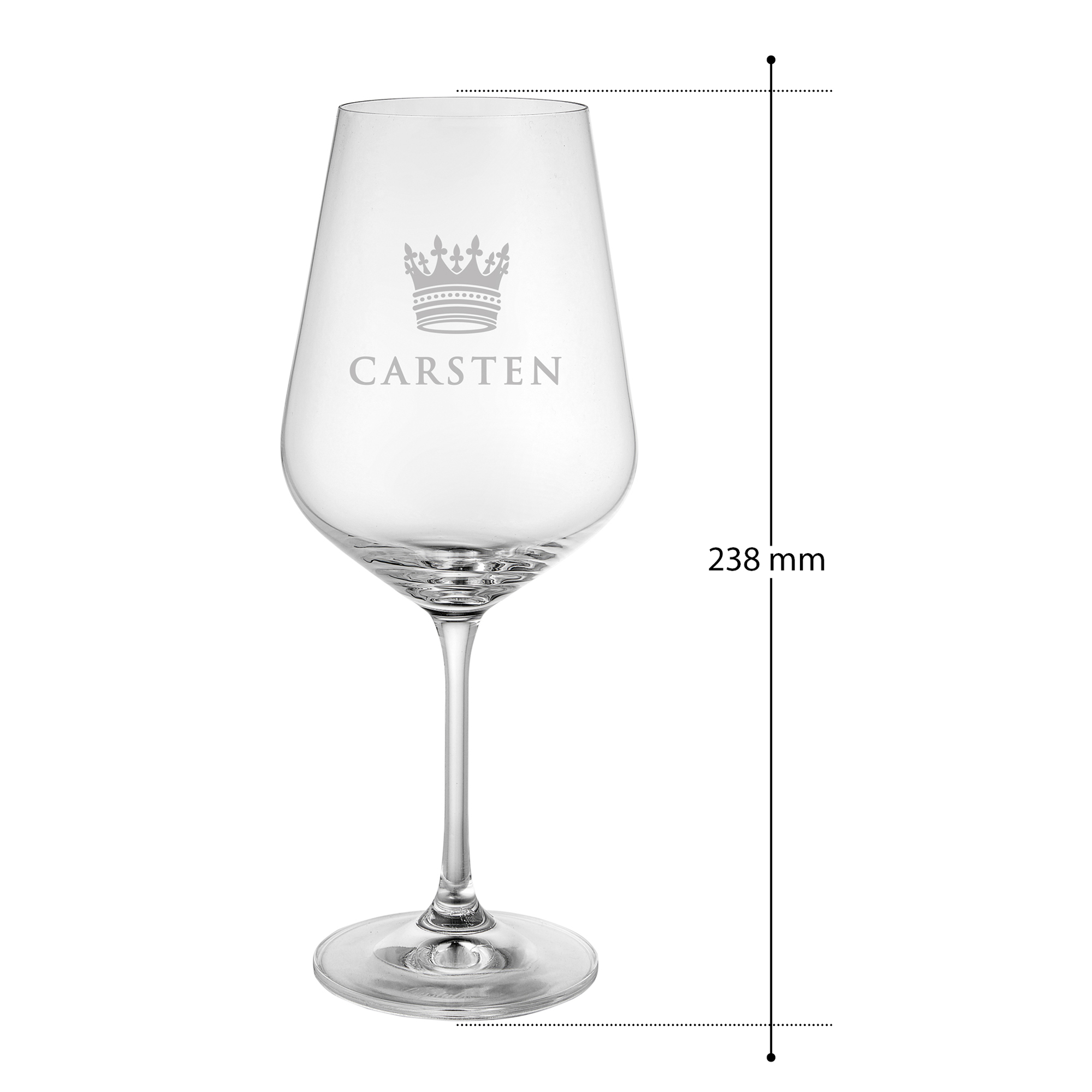 Weinglas mit Gravur - große Krone - personalisiert