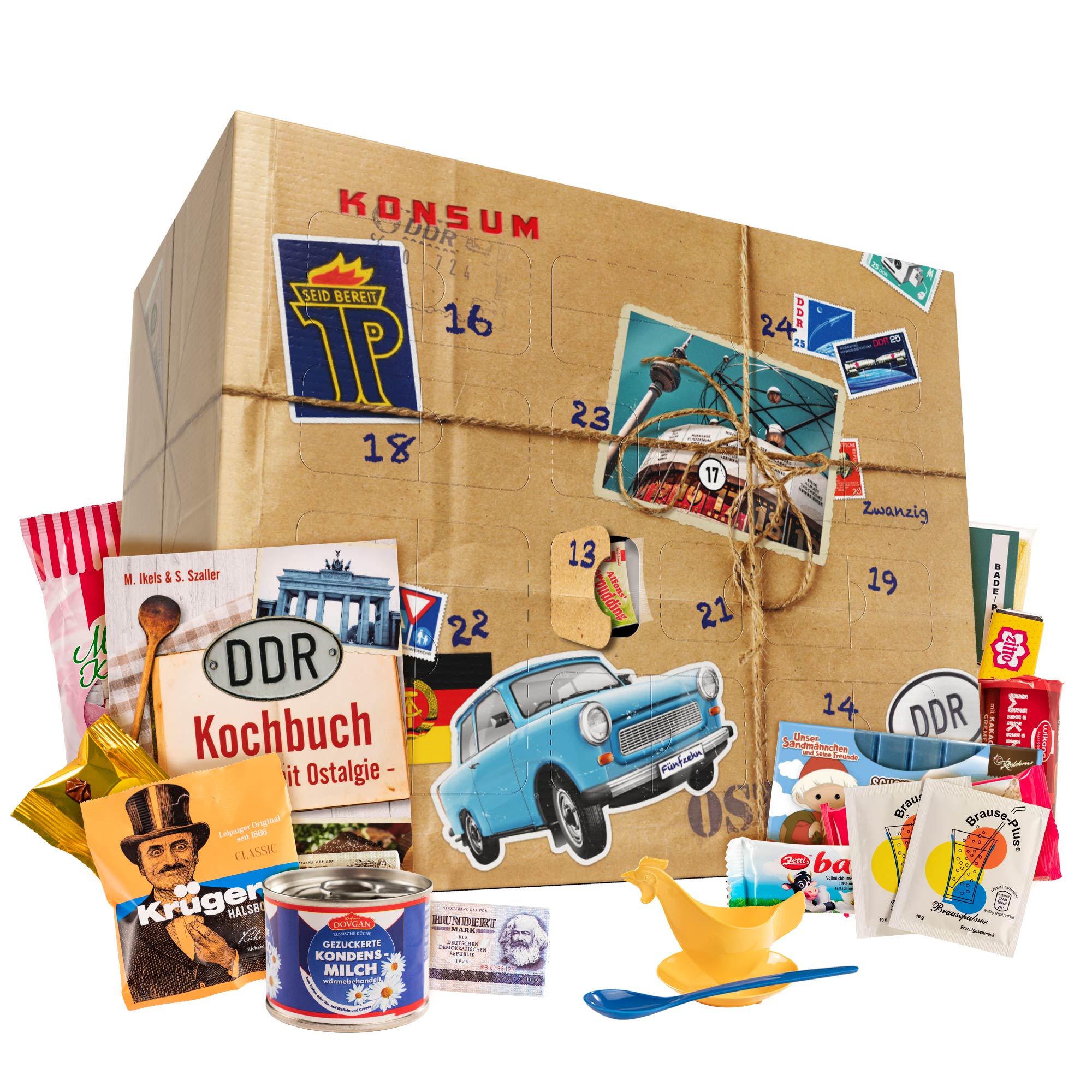 Adventskalender mit DDR Süßigkeiten - Ostpaket Adventskalender mit DDR Süßigkeiten - Ostpaket