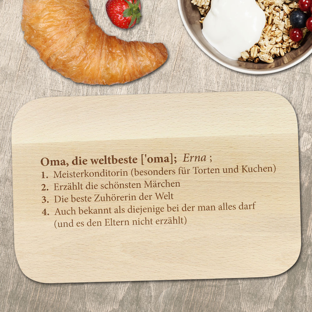 Frühstücksbrett mit Gravur - Definition Oma - personalisiert Frühstücksbrett mit Gravur - Definition Oma - personalisiert