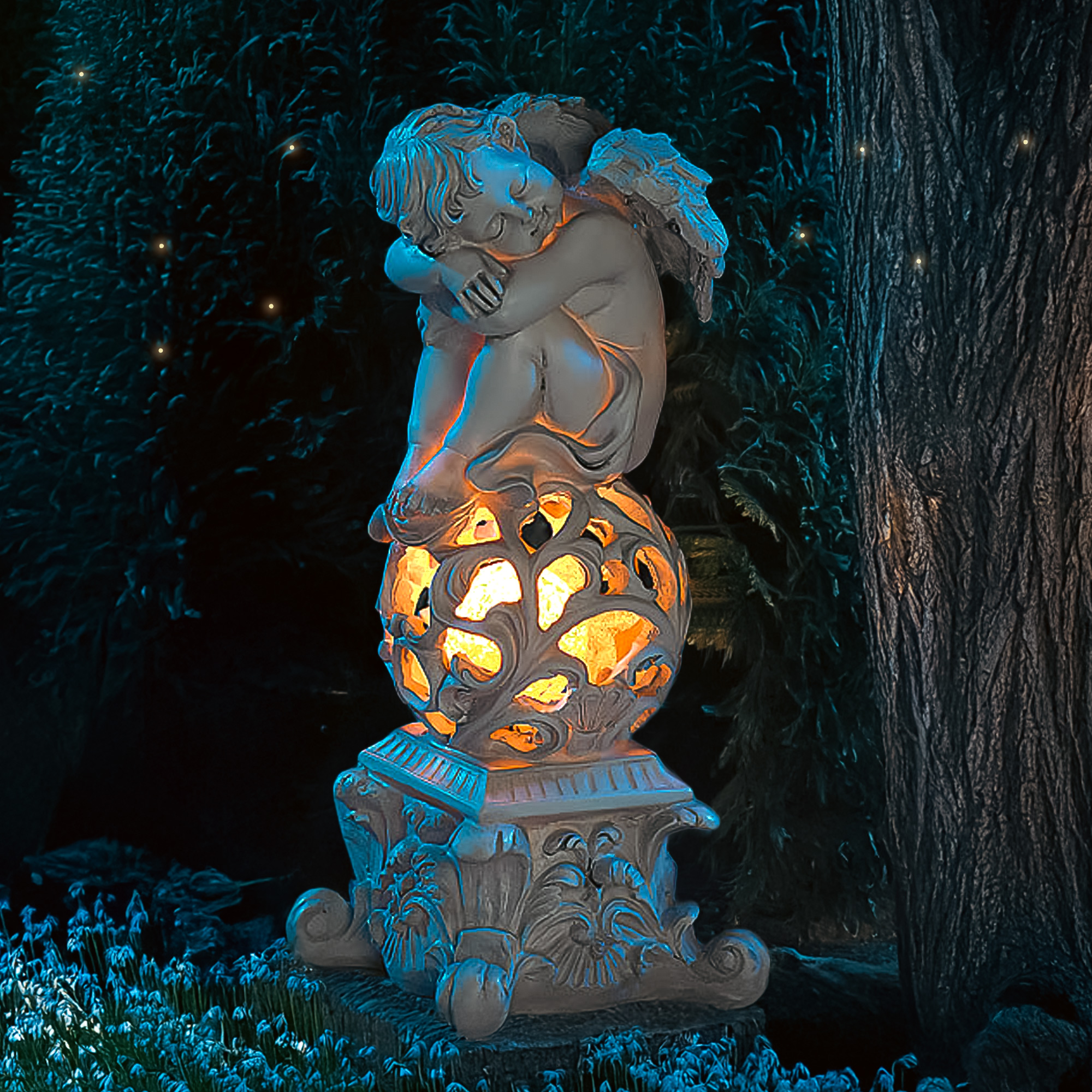 Engel mit LED Solarlicht - Leuchtende Gartendekoration