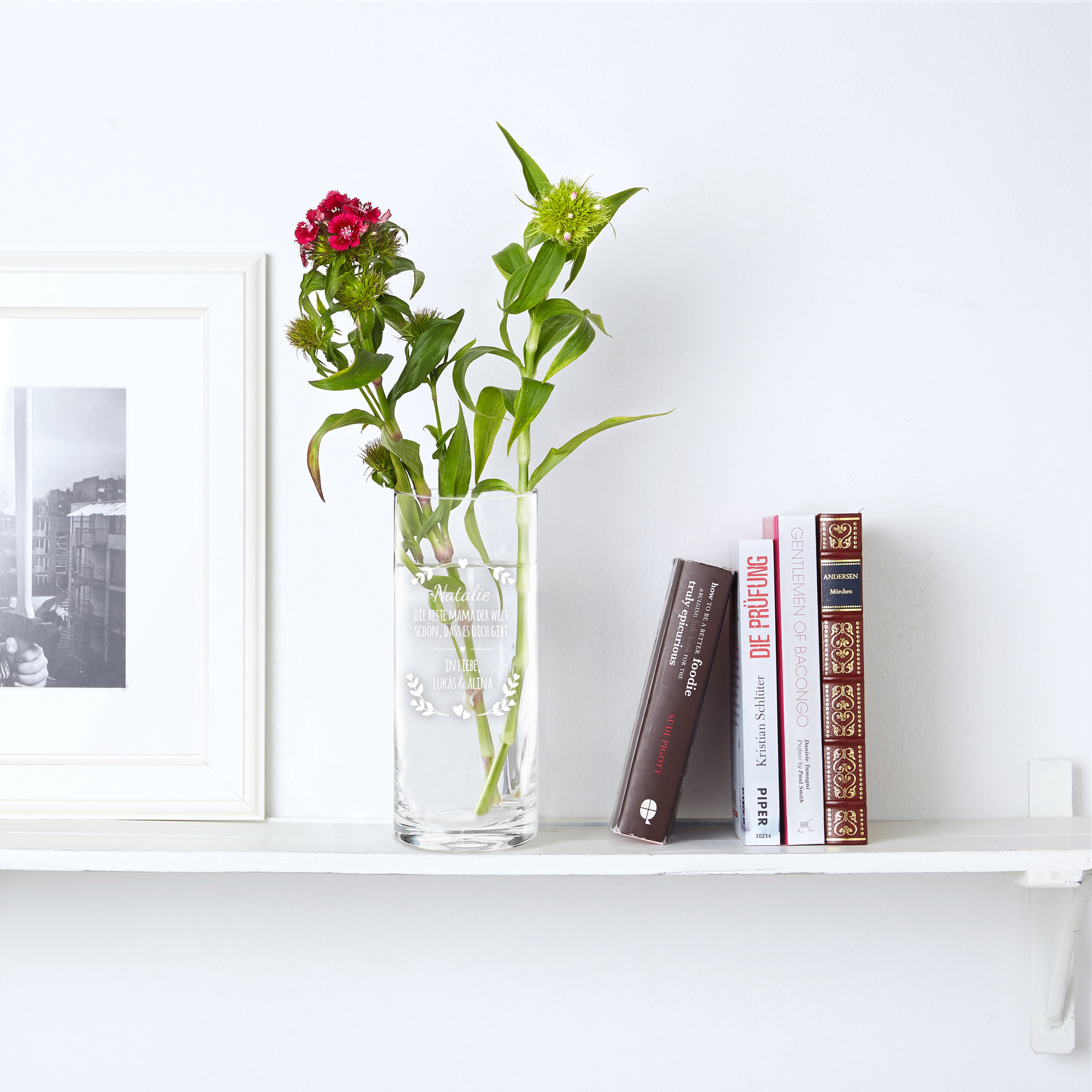 Runde Vase mit Gravur - personalisiert für die Beste Mama 3
