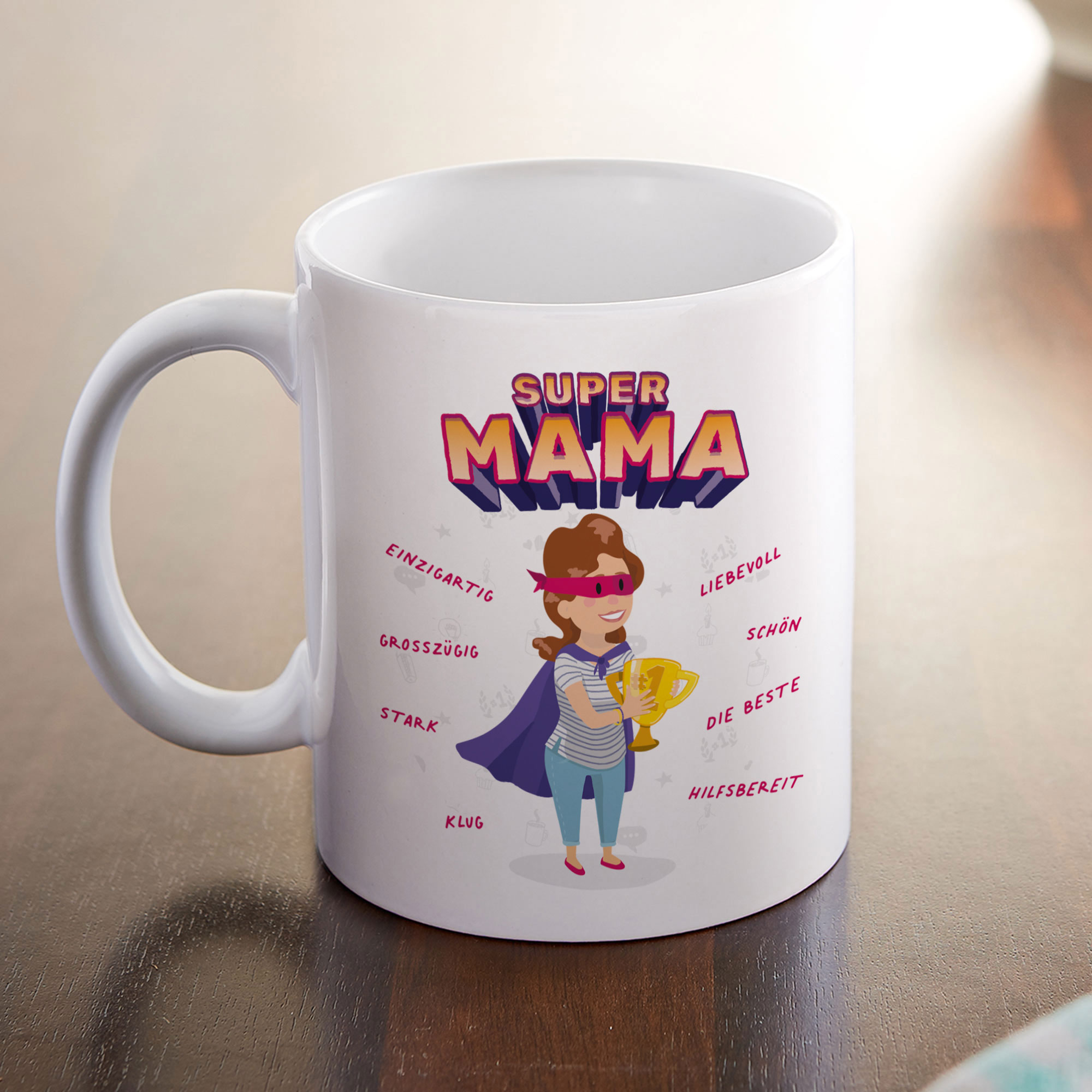 Tasse - Weiß - Super Mama - Standard