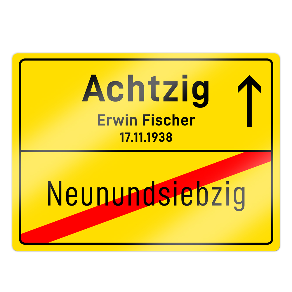 Ortsschild zum 80. Geburtstag - Aluminiumschild
