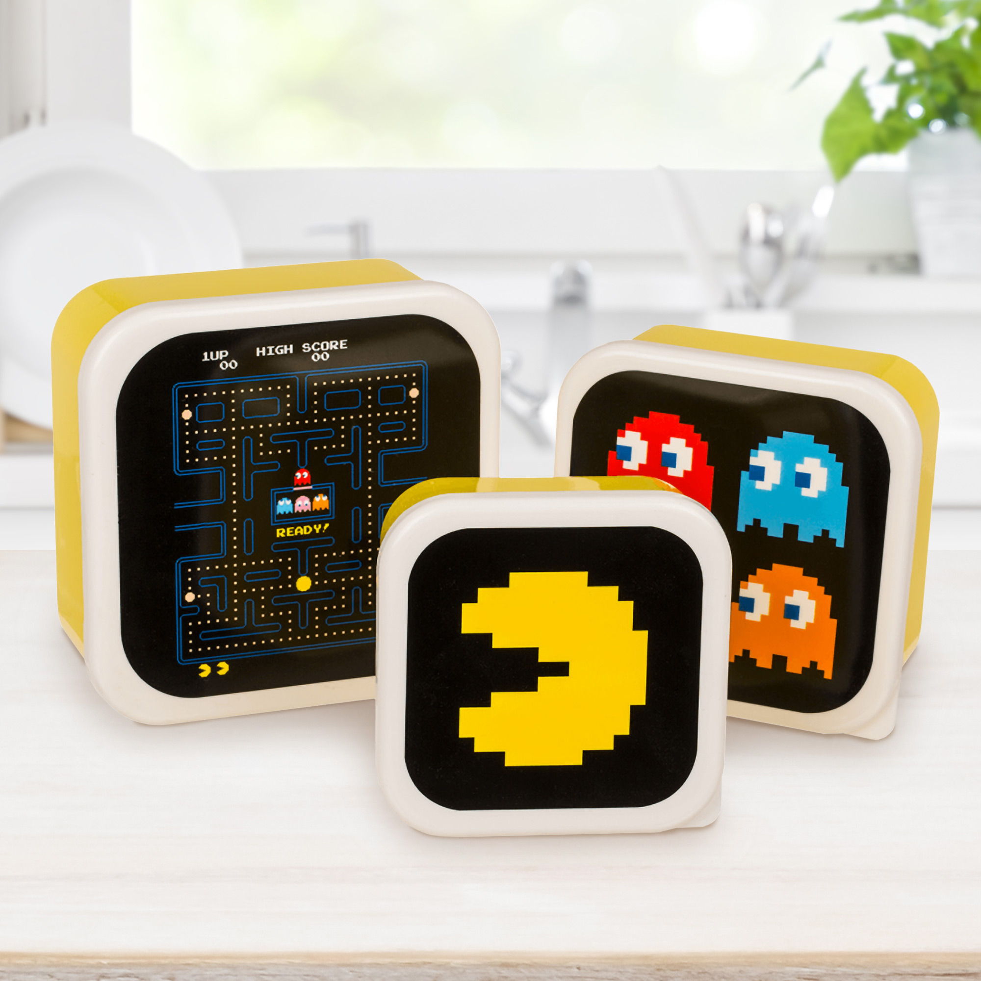 Pac Man Frühstücksdose, Brotbox mit Deckel, Brot Box Set, Brotdose für Kinder zur Einschulung, Butterbrotdose als Geschenk zum Schulanfang