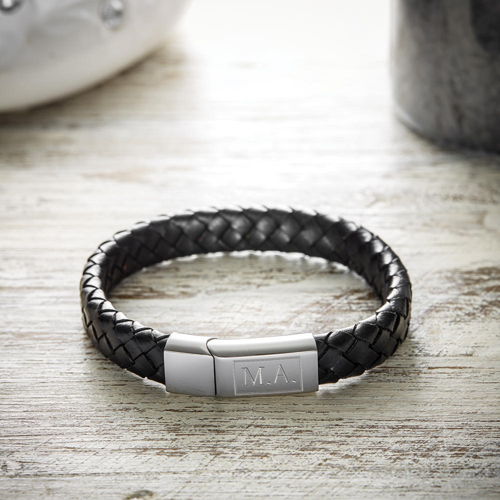 Lederarmband mit Gravur - Initialen - Personalisiert Lederarmband mit Gravur - Initialen - Personalisiert