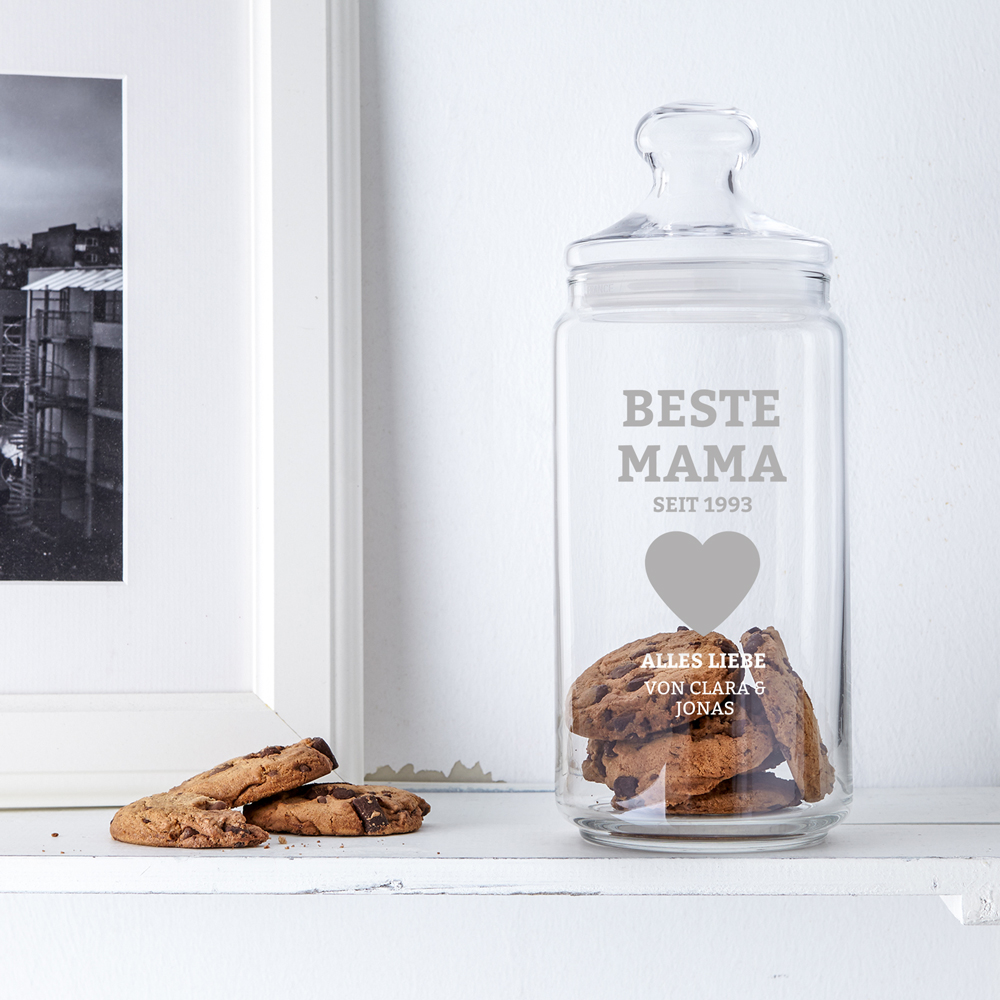 Keksglas mit Gravur für die Beste Mama - personalisiert