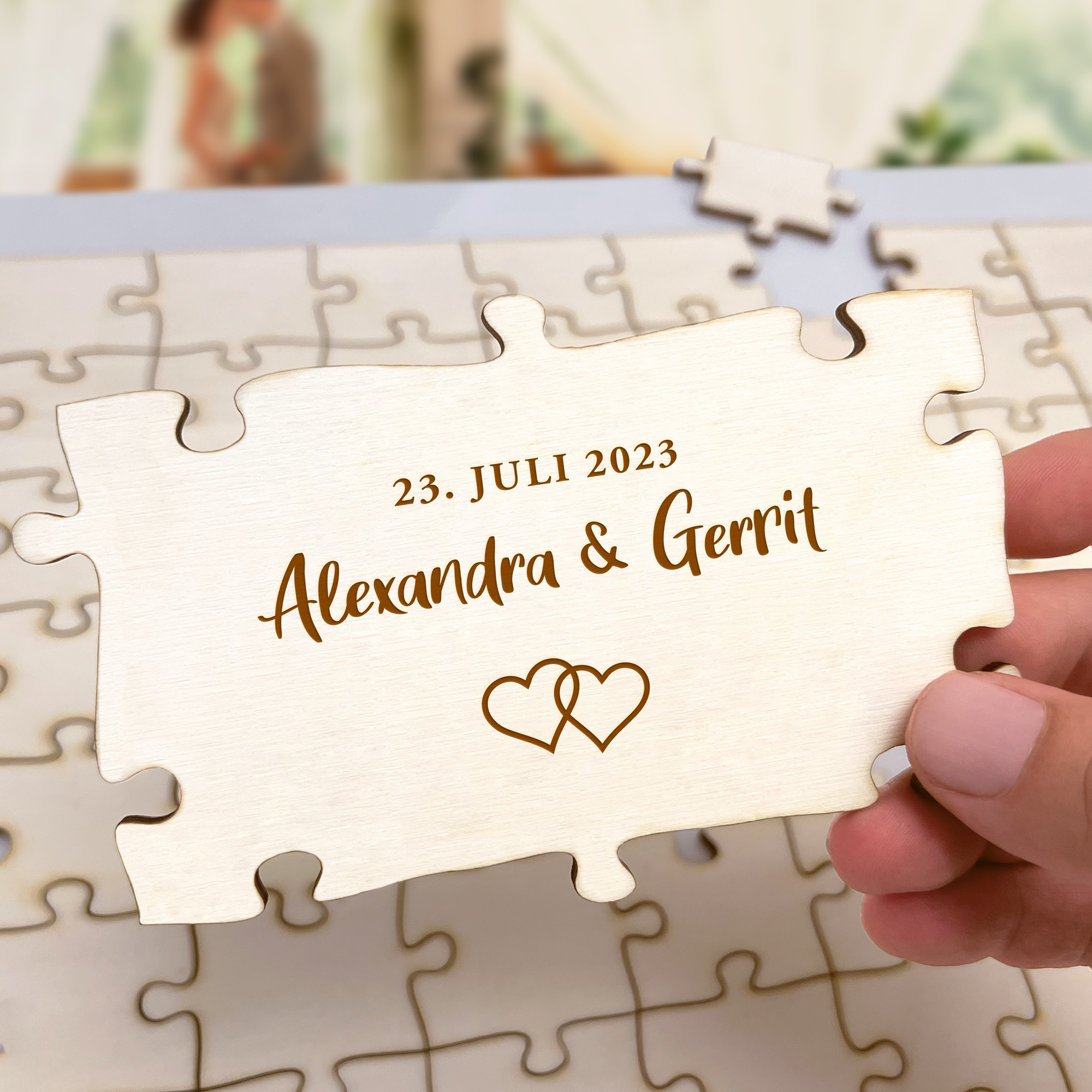 Gästebuch Puzzle - A3 - Hochzeit - Herzen - Personalisiert