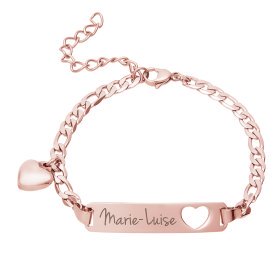 Armband mit Herzchen und Namensgravur - Roségold Armband mit Herzchen und Namensgravur - Roségold