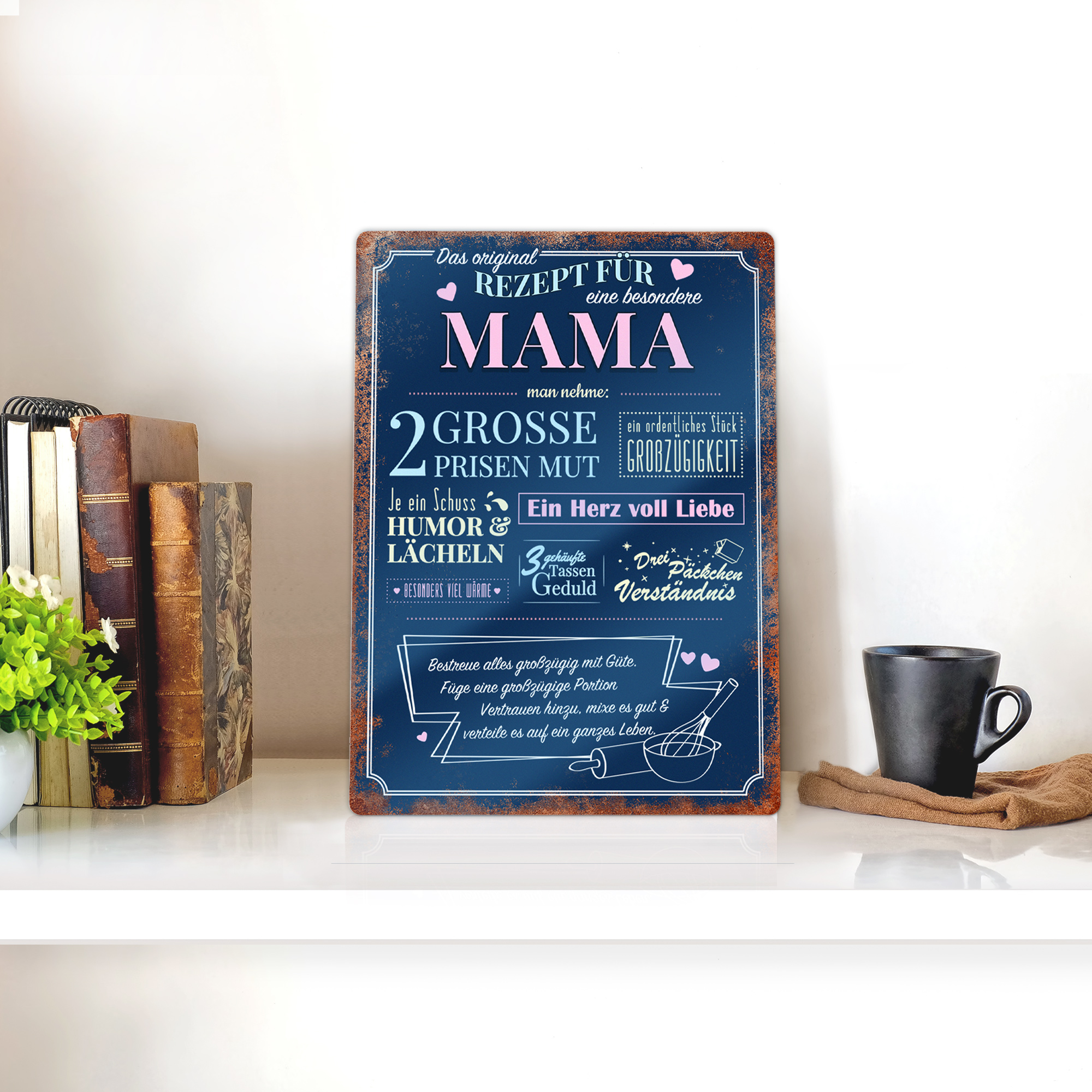 Wandschild mit Aufdruck - Rezept für die beste Mama