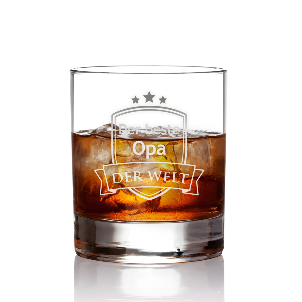 Whiskyglas mit Gravur für Opa - Wappen - personalisiert