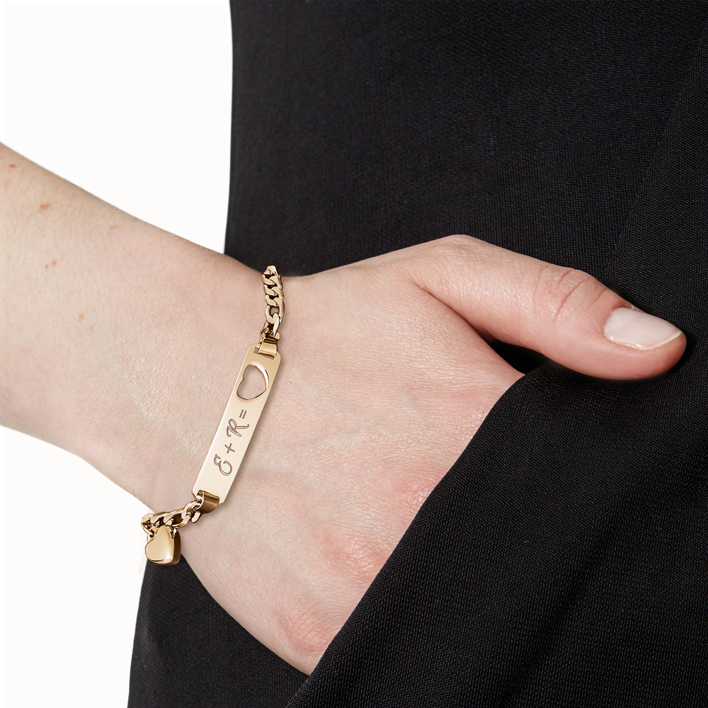 Armband mit Gravur - Herz - Initialen - Gold