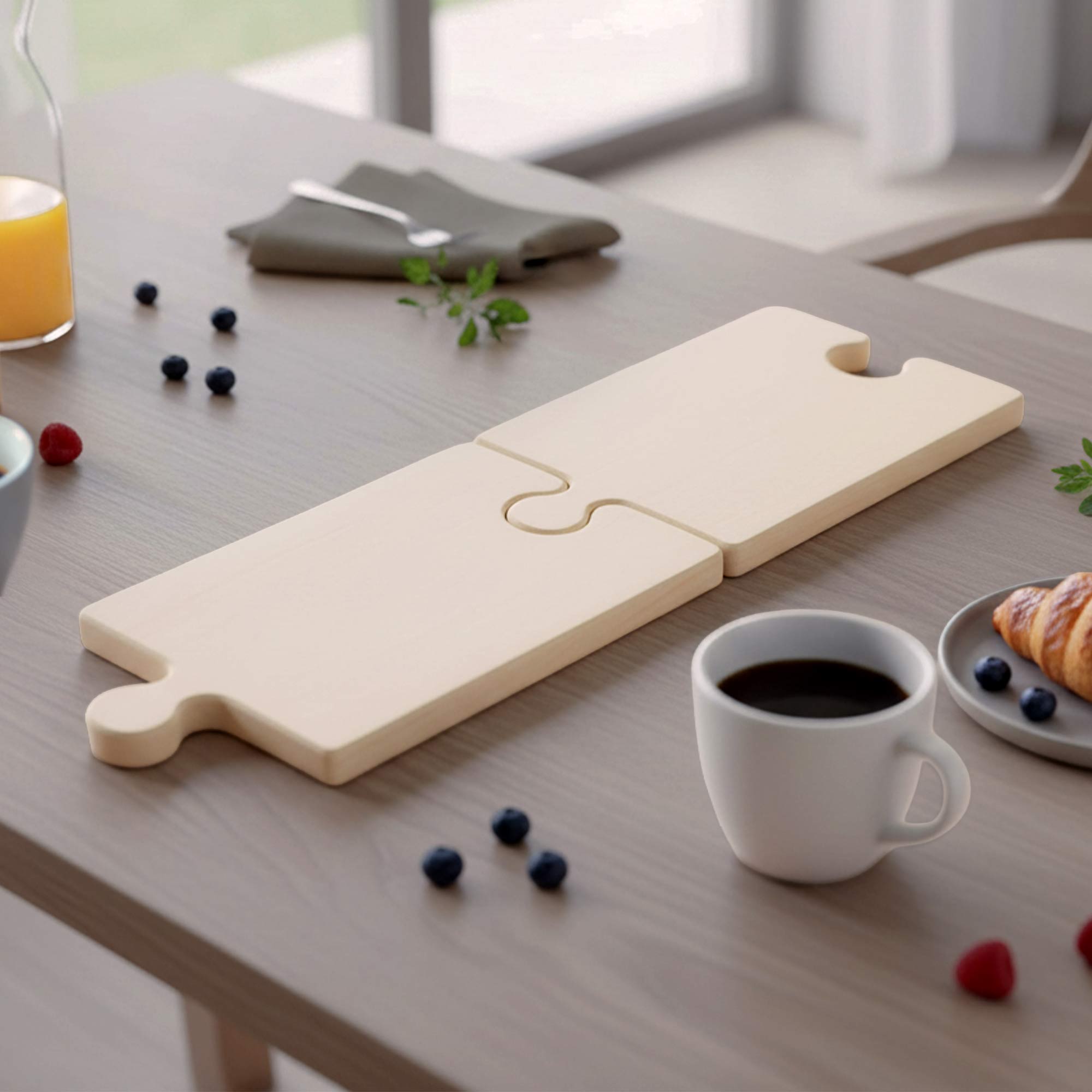 Puzzle Schneidebrett 2er Set - Holz Servierplatten
