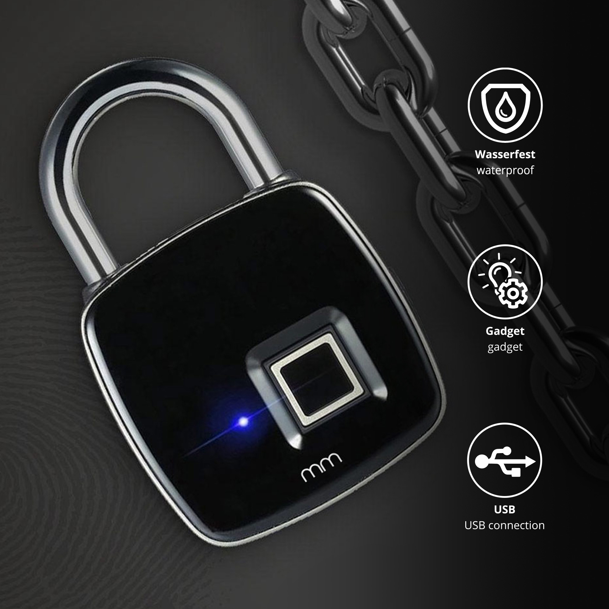 Fingerabdruck Vorhängeschloss - Digitales Zahlenschloss Wasserdicht Für Haus & Garten