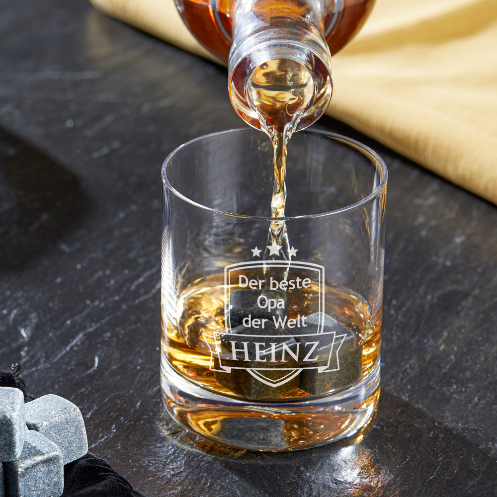 Whiskyglas mit Gravur für Opa - Wappen - personalisiert