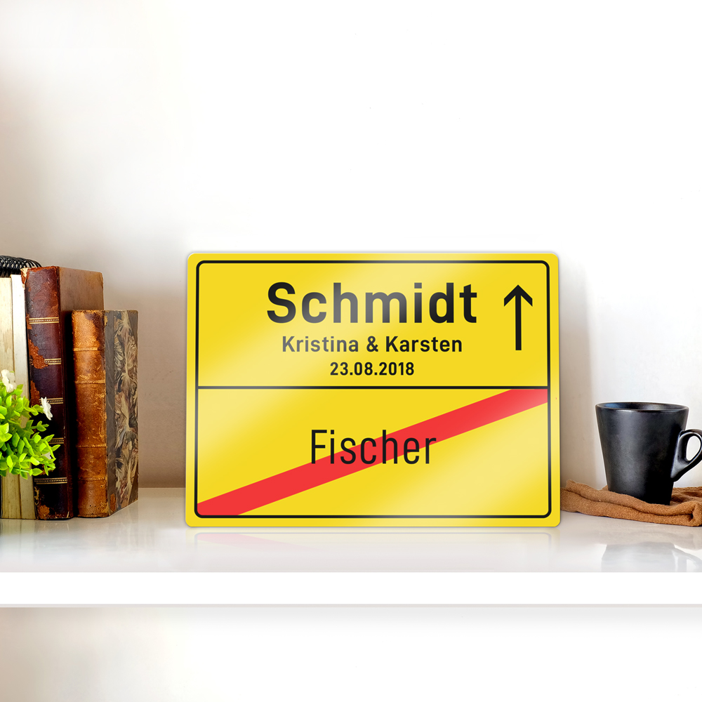 Ortsschild zur Hochzeit - Familienname