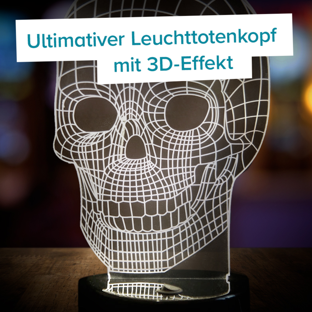 3D Lampe LED-Totenkopf Dekolicht I Halloween Dekolampe I Jugenzimmer  Schafzimmmer Farbwechsel-Leuchten I LED-Fashion Berlin