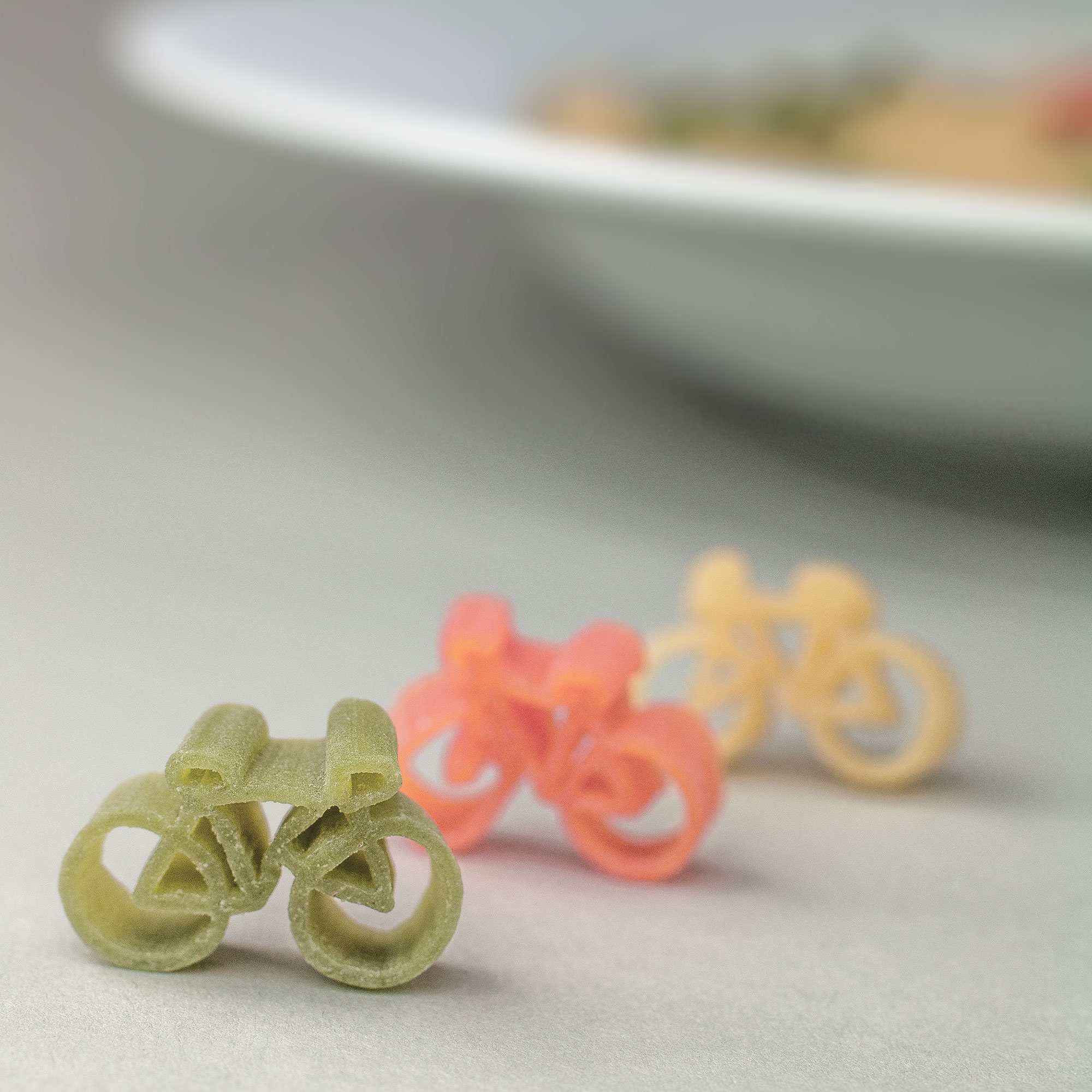 Fahrrad Pasta - 250 g besondere Nudeln Fahrrad Pasta - besondere Nudeln als Geschenk für Fahrradfahrer, bunte Hartweizennudeln als Fahrräder - 250 Gramm, witzige Radnudeln in 3 Farben
