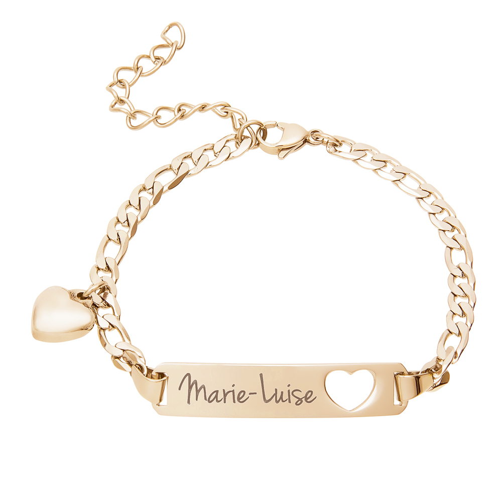 - Herzstanze Damenschmuck Name - Gold - mit Armband Personalisiert