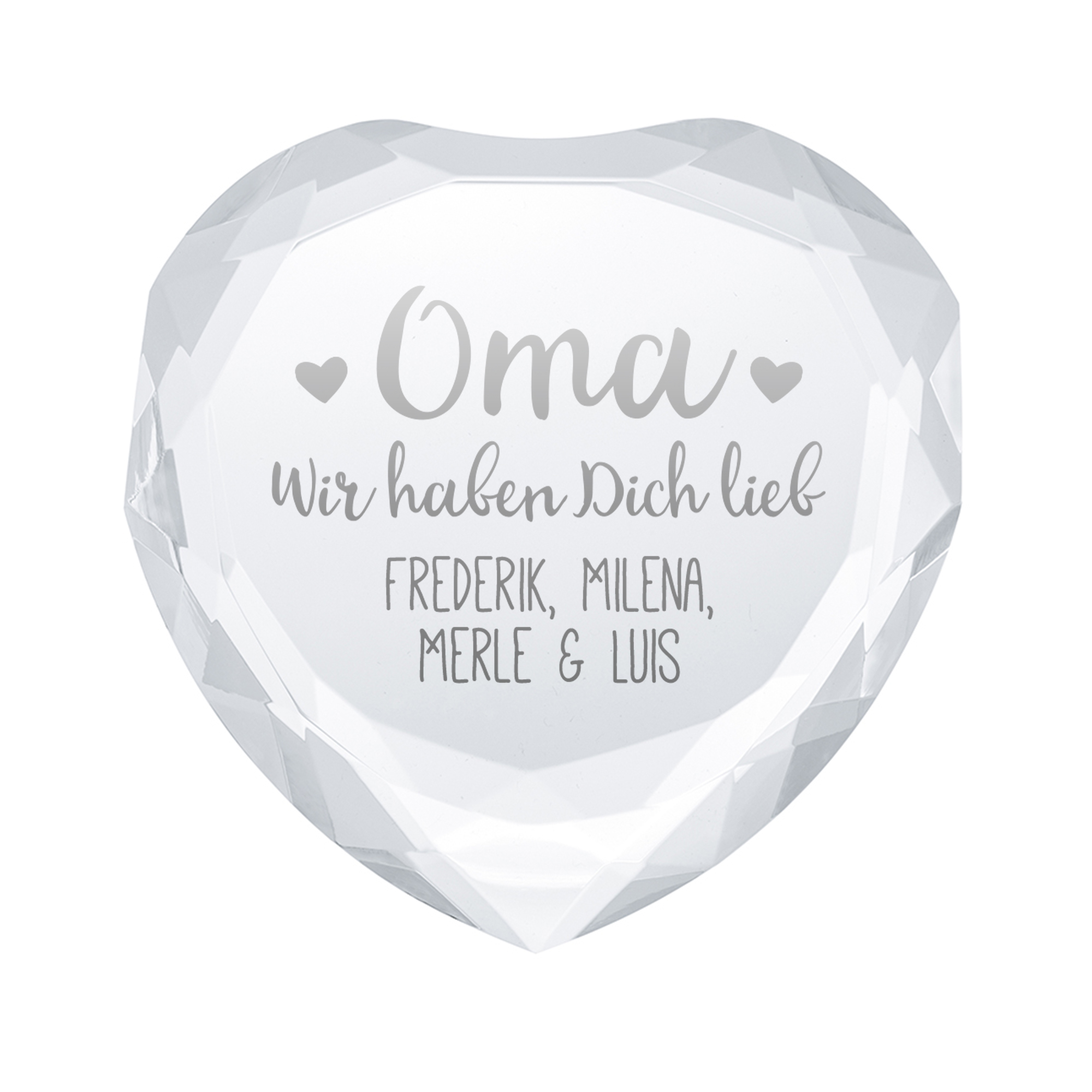 Herzkristall aus Glas für Oma - Personalisiert