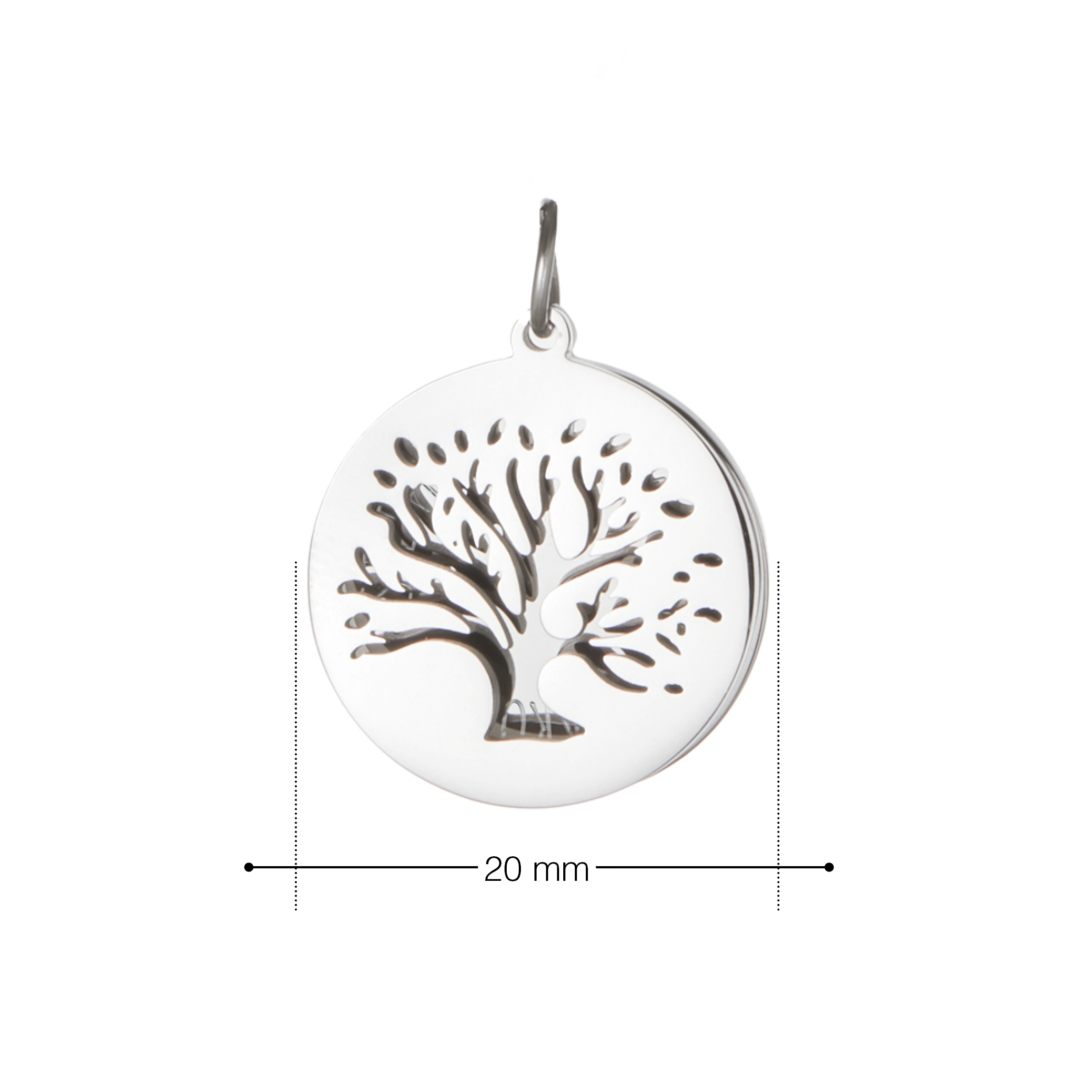 Kette mit Anhänger Lebensbaum - Kreis aus Namen - Silber