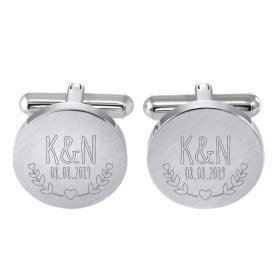Manschettenknöpfe Silber zur Hochzeit - Blätter - personalisiert Manschettenknöpfe Silber zur Hochzeit - Blätter - personalisiert