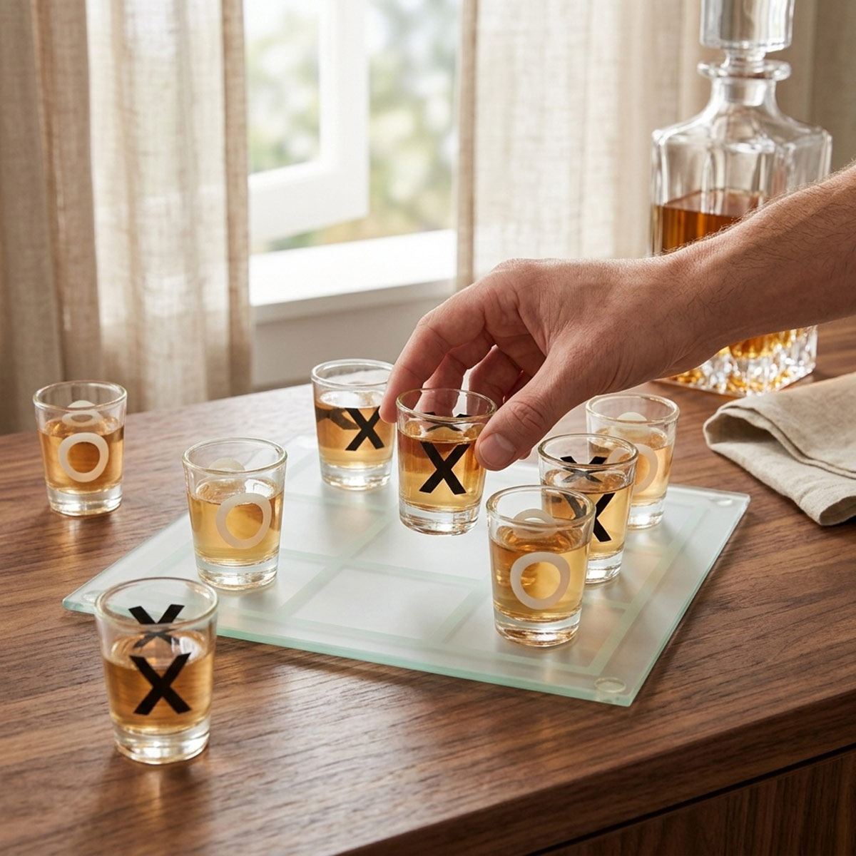 Tic Tac Toe Trinkspiel aus Glas