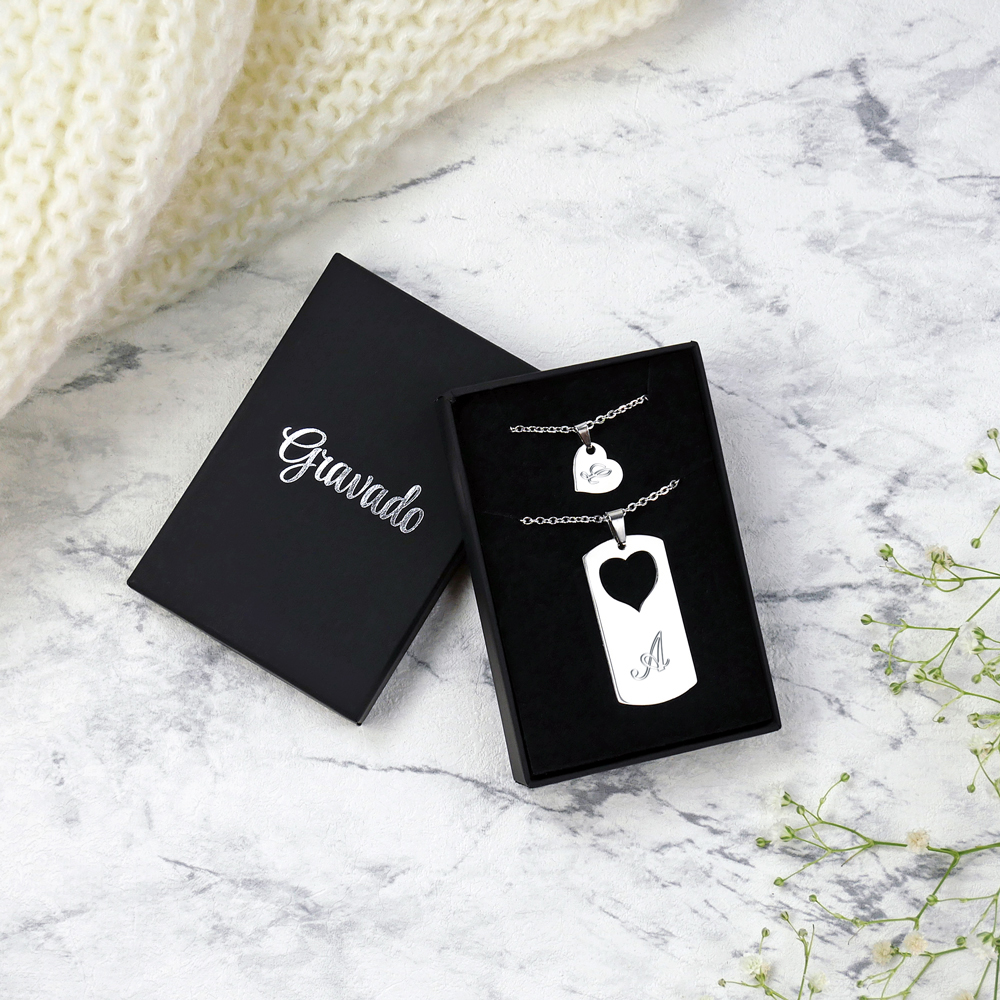 Kette mit Initialen - Partnerschmuck - Farbe Silber Kette mit Initialen - Partnerschmuck - Farbe Silber
