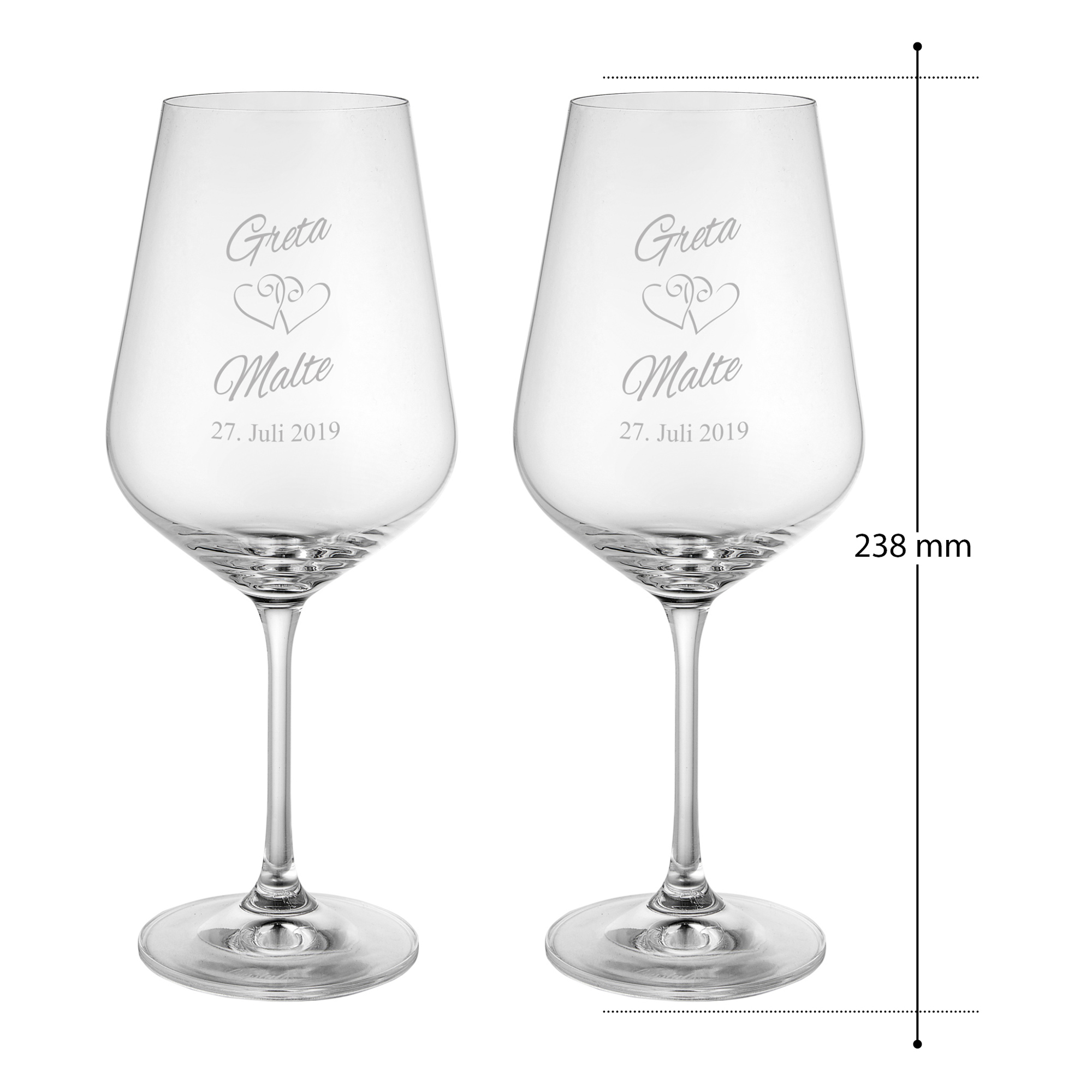SET- 2er Set - Weinglas + Flaschenpuzzle - Dunkel - Hochzeit - Personalisiert