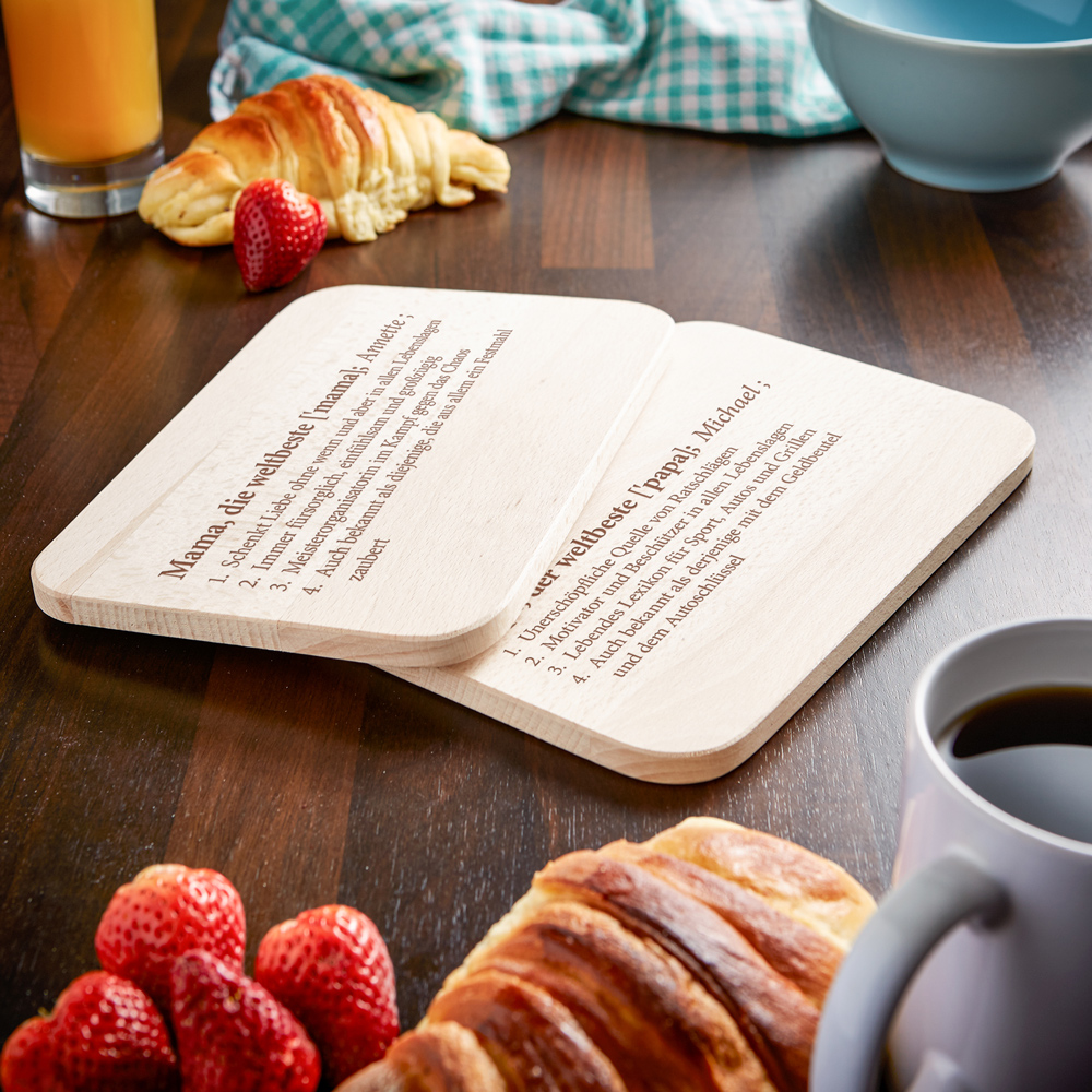 Personalisiertes Frühstücksbrett mit Gravur - 2er Set - Definition Mama & Papa