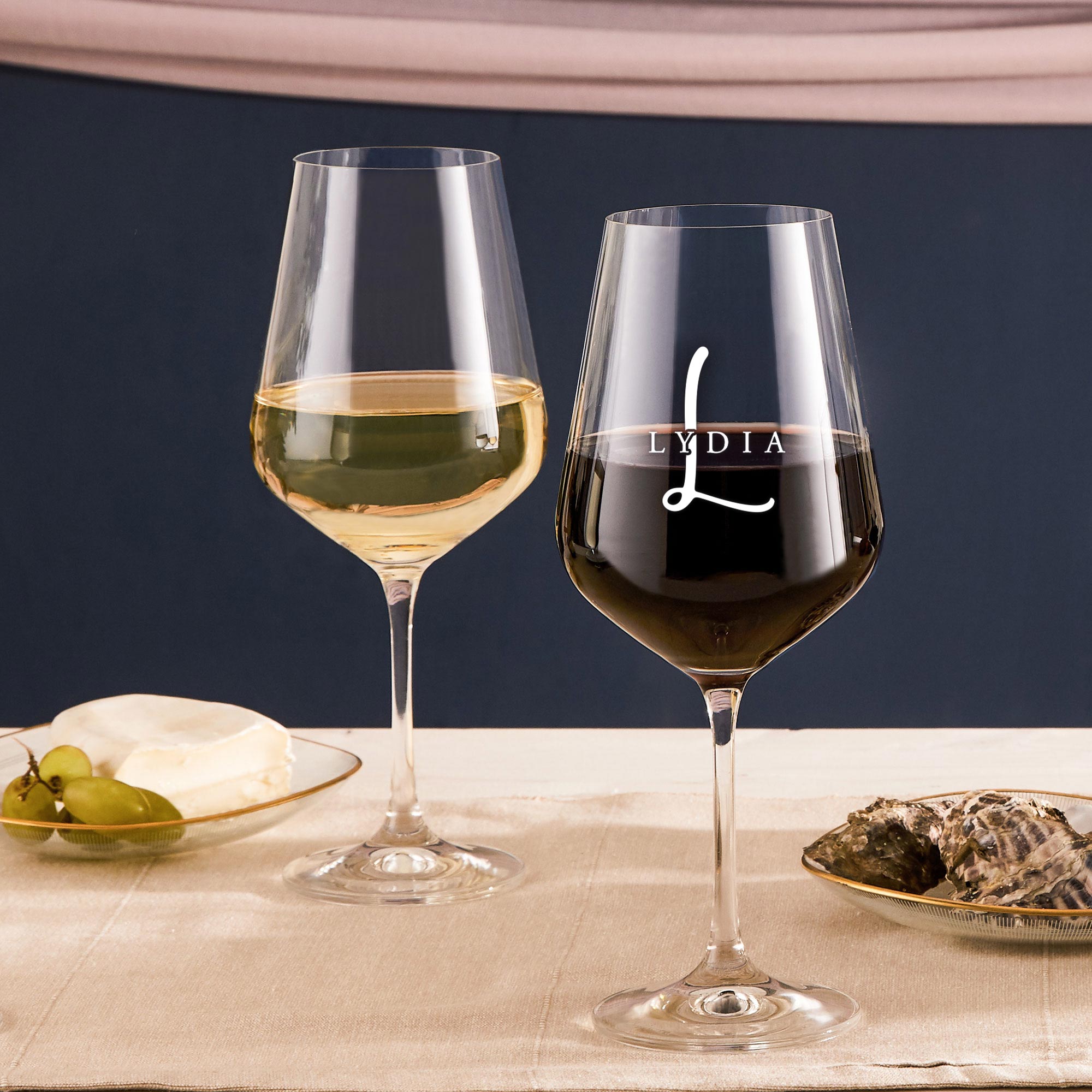 Weinglas mit Gravur - Name und Initial